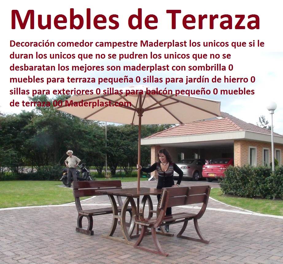 17 Mesa Y Sillas Para Exteriores Plasticos Con Parasoles