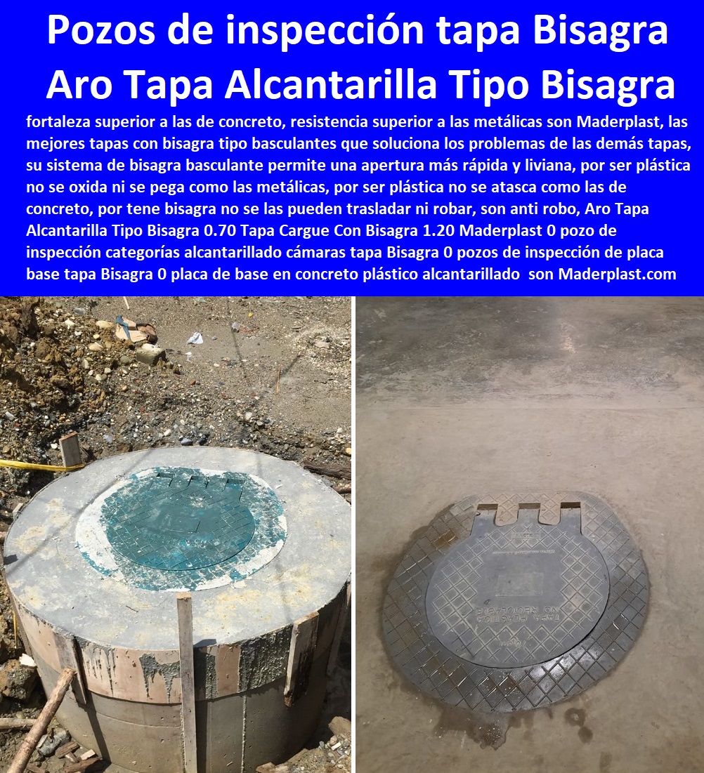 Aro Tapa Alcantarilla Tipo Bisagra 0.70 Tapa Cargue Con Bisagra 1.20 Maderplast 0 pozo de inspección categorías alcantarillado cámaras tapa Bisagra 0 pozos de inspección de placa base tapa Bisagra 0  Especialistas En Diseño, Fabricación, Suministros E Instalación De Tapas, Las Tapas De Redes Subterráneas, Las tapas de empresas de servicios públicos, tapas para acometidas de servicios públicos fabricamos tapas para gas y gasoductos, fabricamos tapas para alcantarillas y alcantarillados, fabricamos tapas para redes eléctricas y electrificadoras, placa de base en plástico alcantarillado 0 Aro Tapa Alcantarilla Tipo Bisagra 0.70 Tapa Cargue Con Bisagra 1.20 Maderplast 0 pozo de inspección categorías alcantarillado cámaras tapa Bisagra 0 pozos de inspección de placa base tapa Bisagra 0 placa de base en plástico alcantarillado