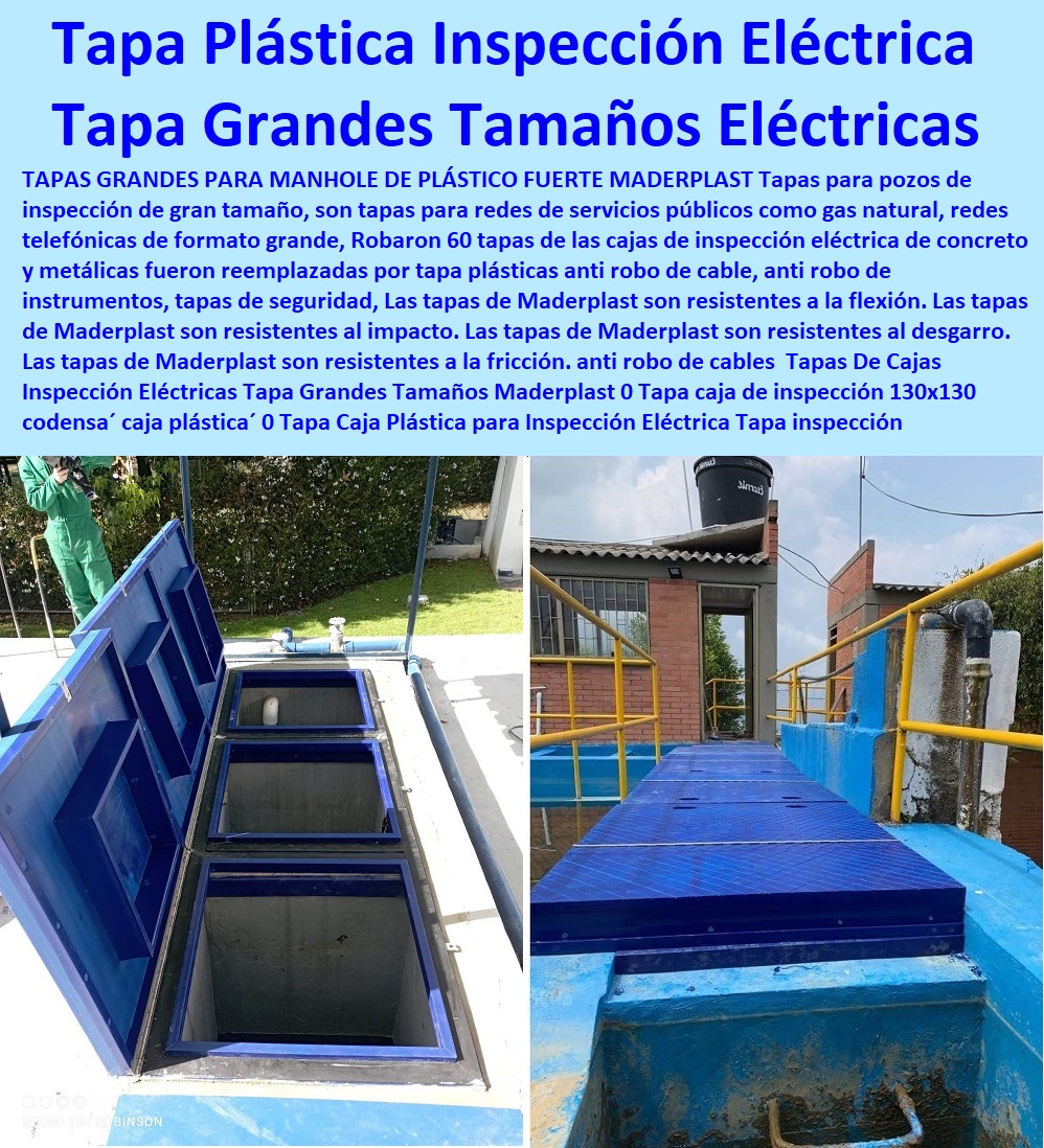 Tapas De Cajas Inspección Eléctricas Tapa Grandes Tamaños Maderplast 0 Tapa caja de inspección 130 x 130 Codensa caja plástica 0 Tapa Caja Plástica para Inspección Eléctrica Puesta a Tierra 0 Tapa caja inspección 300 x 300 Codensa caja plásticas 0 Tapas De Cajas Inspección Eléctricas Tapa Grandes Tamaños Maderplast 0 Tapa caja de inspección 130 x 130 Codensa caja plástica 0 Tapa Caja Plástica para Inspección Eléctrica Puesta a Tierra 0  Fábrica  De Materiales Para Redes Eléctricas´ 0 Suministro E Instalación´ Proveedor Distribuidor´ Tapas Para Cajas De Redes Eléctricas´ 0  Plaquetas De Señalización Canalizaciones Eléctricas 0 Gabinetes De Exteriores 0 Gabinetes Para Tableros Eléctricos 0 Separadores Distanciadores De Cables Del Alta Y Media Tensión 0 Escaleras Aislantes Eléctricas 0 Crucetas De Postes Redes De Alta Y Media Tensión 0 Insonorización De Turbinas Y Plantas Generadoras De Electricidad 0 Charnela Compuerta De 0 Tapas Para Pozos De Inspección Tapa caja inspección 300 x 300 Codensa caja plásticas 0 