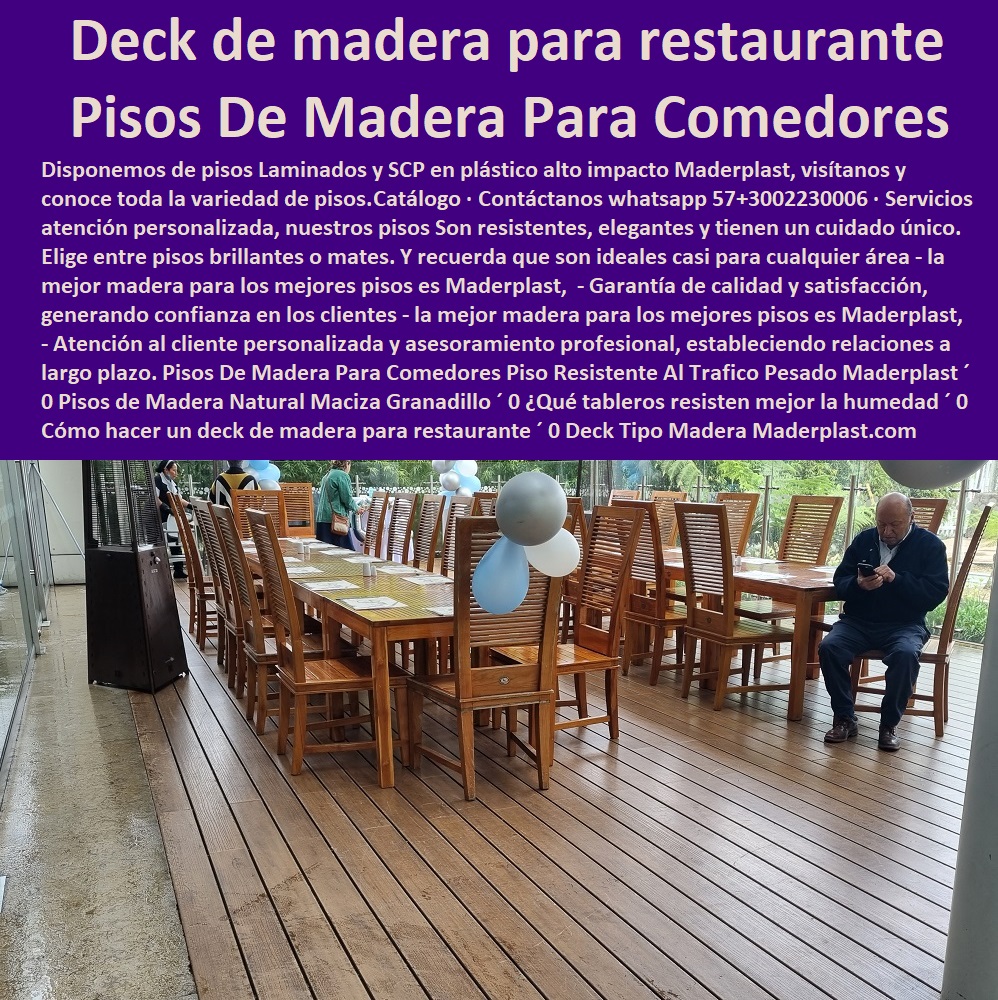 Pisos De Madera Para Comedores Piso Resistente Al Trafico Pesado Maderplast 0 Pisos de Madera Natural Maciza Granadillo 0 Qué tableros resisten mejor la humedad 0 Cómo hacer un deck de madera para restaurante 0 Deck Tipo Madera 0  PISOS MADERA PLÁSTICA MADERPLAST 0 FÁBRICA PROVEEDOR SUMINISTRO E INSTALACION PISO DECK LISTÓN MADERA 0 PISO DE MADERA PLÁSTICA 0   Los más durables tarimas de madera Maderplast 0 Seguridad: La tarima cumple con los estándares de seguridad, garantizando un uso sin riesgos. ´ - 0 pisos anti caídas de plástico Maderplast 0 Resistente a la decoloración causada por productos químicos, lo que garantiza una apariencia duradera. ´ - 0 la mejor calidad de pisos es Maderplast 0 Pisos resistentes ´ - 0 ventajas cualidades y bondades pisos Maderplast 0 Resistencia a los rayos UV: No se decoloran ni se dañan por la exposición al sol. ´ - 0 pisos anti humedad de plástico Maderplast 0 Resistente al agua y a la humedad, lo que lo hace ideal para baños y cocinas. ´ - 0 Los más finos materiales de madera Maderplast 0 Resistencia a los insectos: No tendrás que preocuparte por plagas de insectos que puedan dañar la tarima. ´ - pisos Pisos De Madera Para Comedores Piso Resistente Al Trafico Pesado Maderplast ´ 0 Pisos de Madera Natural Maciza Granadillo ´ 0 ¿Qué tableros resisten mejor la humedad ´ 0 Cómo hacer un deck de madera para restaurante ´ 0 Deck Tipo Madera ´ 0 pisos