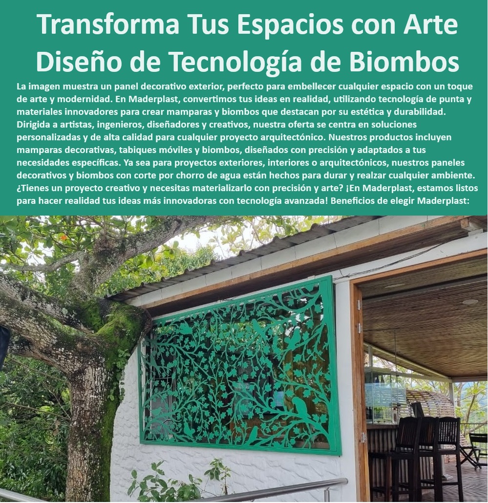Mamparas Para Espacios Tabique Móvil Separadores De Área Biombos Maderplast 0 Paneles decorativos Biombos para exteriores 0 biombos jardín personalizados privacidad estética 0 mamparas divisorias oficinas diseño acústico 0 paneles decorativos exteriores resistentes rayos UV 0 mamparas divisorias restaurantes diseño personalizado 0 biombos madera plástica resistentes humedad Maderplast 0 paneles decorativos corte CNC diseños exclusivos Maderplast 0 paneles decorativos interiores motivos geométricos 0 paneles decorativos exteriores iluminación integrada 0 biombos plegables personalizados espacios pequeños 0 separadores ambientes restaurantes privacidad visual 0 biombos personalizados hoteles diseño exclusivo 0 biombos exteriores resistentes intemperie personalizados 0 separadores ambientes oficina diseño moderno funcional 0 biombos diseño artístico corte chorro agua Maderplast 0 paneles decorativos interiores estilo rústico moderno 0 biombos madera plástica fácil instalación Maderplast 0 separadores ambientes terrazas diseño moderno 0 biombos personalizados jardines verticales integrados 0 mamparas divisorias eventos diseño corporativo 0 mamparas divisorias espacios comerciales diseño único 0 mamparas decorativas personalizadas proyectos arquitectónicos 0 biombos madera plástica resistentes al fuego Maderplast 0 biombos interiores personalizados diseño artístico 0 separadores ambientes interiores estilo moderno minimalistas 0 divisores ambientes exteriores modernos duraderos Biombos de diseño con corte por chorro de agua 0 Biombos para proyectos arquitectónicos 0 Tabiques plegables Biombos Mamparas Para Espacios Tabique Móvil Separadores De Área Biombos Maderplast 0 Paneles decorativos Biombos para exteriores 0 Biombos de diseño con corte por chorro de agua 0 Biombos para proyectos arquitectónicos 0 Tabiques plegables Biombos