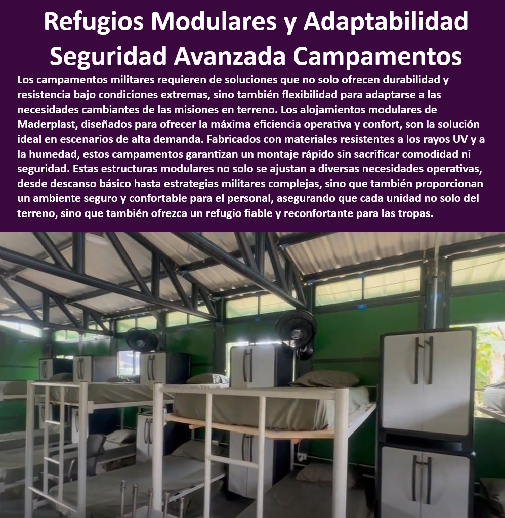 Cuartos Dormitorios Alojamientos Militar Habitaciones Albergues Refugio Maderplast 0 Dormitorios modulares para despliegues rápidos. Dormitorios para la tropa Infraestructura de descanso para fuerzas especiales Zonas reposo 0 Refugios adaptables para entrenamientos y maniobras militares - ¿Qué soluciones ofrece Maderplast para el alojamiento de tropas en terrenos difíciles? - Alojamientos de campaña adaptables para diversas misiones - Campamentos operativos móviles para zonas de conflicto - ¿Cuáles son las mejores opciones de refugios modulares para campamentos militares? - Campamentos móviles de alta seguridad para fuerzas armadas - Estructuras modulares para estrategias militares complejas - Refugios de campaña con montaje rápido - Refugios modulares con opciones de personalización - ¿Dónde puedo encontrar alojamientos rápidos y seguros para operaciones militares? - Módulos de alojamiento para desastres naturales - Refugios modulares para alojamiento de tropas en áreas remotas - Infraestructura de descanso resistente para soldados - Campamentos de descanso seguro para personal militar - ¿Cómo pueden los refugios modulares mejorar la eficiencia de los campamentos militares? - Alojamientos militares móviles para operaciones de rápido despliegue - Alojamientos temporales resistentes para misiones militares - Módulos de vivienda temporal para ejercicios militares - Campamentos autónomos para operaciones de campo - Campamentos eficientes para fuerzas especiales - Unidades habitacionales para tropas en terreno - Refugios militares con protección UV y resistencia a la humedad - ¿Cuáles son las características de seguridad de los alojamientos militares de Maderplast? - Campamentos militares con infraestructura modular - Refugios modulares adaptables para campamentos militares - Instalaciones tácticas modulares para alojamiento de emergencia - Soluciones de vivienda para personal de defensa en exteriores - Soluciones de alojamiento rápido para operaciones militares - Soluciones de vivienda portátiles y duraderas para el ejército - Estructuras modulares para bases operativas temporales Cuartos Dormitorios Alojamientos Militar Habitaciones Albergues Refugio Maderplast 0 Dormitorios modulares para despliegues rápidos. - Dormitorios para la tropa - Infraestructura de descanso para fuerzas especiales - Zonas reposo 0
