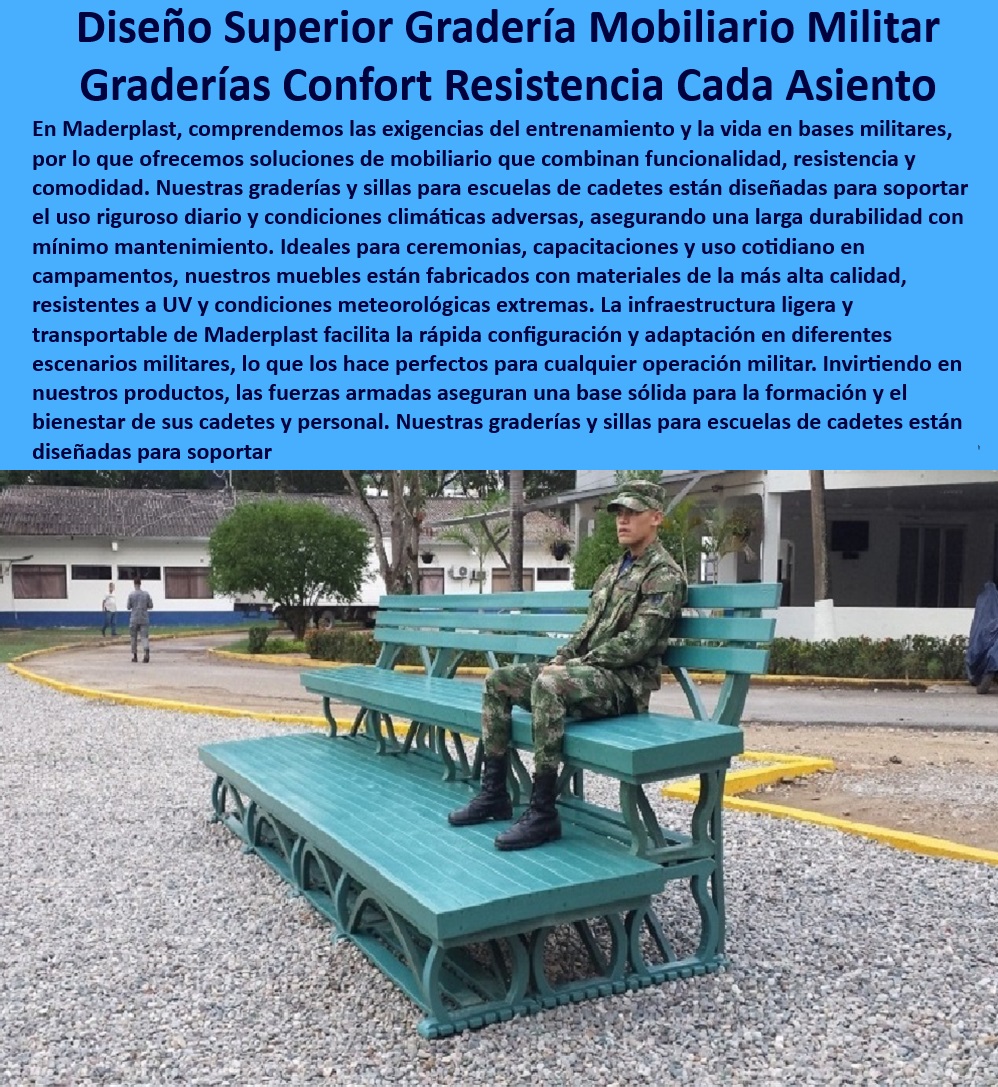 Módulos Militares De Instrucción Mobiliario Muebles Zonas Militares Maderplast 0 Materiales resistentes UV Infraestructura ligera y transportable para ejércitos. Soluciones integrales campamento militar Sillas Graderías robustas Graderías y sillas resistentes a UV - Sillas de campo para entornos militares - Equipamiento militar para alojamientos temporales - Soluciones de mobiliario para zonas de conflicto - Equipamiento ligero y seguro para tropas - ¿Dónde encontrar mobiliario militar resistente a condiciones extremas? - Mobiliario militar resistente para exteriores - Mobiliario adaptable para formación militar - Equipos de apoyo logístico militar robusto - Muebles de fácil montaje para ejércitos - Mobiliario para escuelas de cadetes militares - Mobiliario transportable para campamentos militares - ¿Cómo puedo obtener muebles durables para una base militar? - Soluciones integrales para campamentos militares - Mobiliario reutilizable para ejércitos móviles - Soluciones de mobiliario para entrenamiento táctico - Sistemas de alojamiento móvil para militares - Graderías cómodas para ceremonias militares - Sillas durables para bases militares - Módulos de mobiliario fácil de configurar - Infraestructura eficiente para bases operativas - Muebles modulares para operaciones de campo - Mobiliario de campaña de larga duración - ¿Qué mobiliario es recomendado para entrenamientos militares frecuentes? - ¿Cuáles son las mejores graderías para uso militar externo? - Infraestructura ligera para operaciones militares - Muebles funcionales para entrenamientos militares - Graderías robustas para entrenamiento militar - ¿Qué soluciones ofrece Maderplast para mobiliario en campamentos militares? - Equipamiento para condiciones climáticas extremas Módulos Militares De Instrucción Mobiliario Muebles Zonas Militares Maderplast 0 Materiales resistentes UV - Infraestructura ligera y transportable para ejércitos. - Soluciones integrales campamento militar  Sillas Graderías robustas