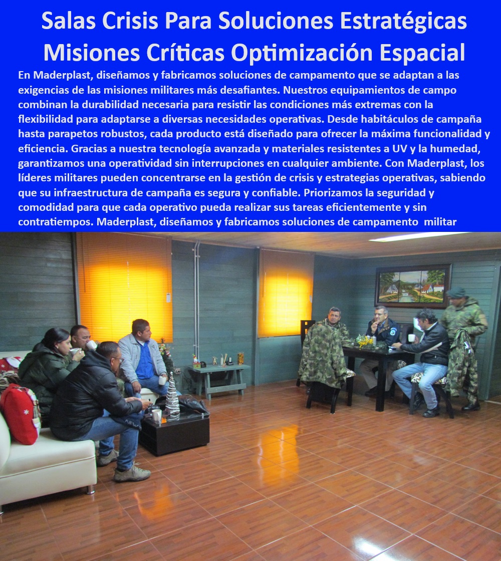 Puesto Avanzado Oficina Militar Salas De Juntas Militares Campamentos Maderplast 0 Equipamiento de campo Habitáculos de campaña Parapeto Acondicionamiento campamento militar Trincheras Gestión crisis en campamentos militares Estaciones de trabajo militar en condiciones adversas - Infraestructura militar portable para operaciones tácticas - Necesito un sistema modular de campamento que sea rápido de montar y resistente, ¿qué puede recomendarme Maderplast? - Equipos de campo de alta resistencia para el ejército - Estaciones tácticas móviles para gestión de crisis - Soluciones modulares de campamento para misiones críticas - Soluciones de campamento con garantía de durabilidad - ¿Qué soluciones ofrece Maderplast para campamentos militares en condiciones extremas? - Infraestructura de campaña que maximiza la movilidad - Sistemas de coordinación en campo para militares - Instalaciones de campamento seguro y confiable - Tecnología de campamento para eficiencia operativa - Campamentos tácticos con tecnología avanzada - Sistemas de habitáculos de campaña optimizados - Módulos de operación rápida para despliegues militares - Módulos de campamento UV y humedad resistente - Sistemas de alojamiento de emergencia para desastres - Busco infraestructura militar que se adapte a diversos climas, ¿tiene Maderplast algo así? - Salas de control táctico para misiones militares - Salas de estrategia móviles para operaciones militares - Optimización de espacios para campamentos militares - Configuraciones de salas de crisis para entornos extremos - Equipamiento avanzado para campamentos militares - Módulos prefabricados para estrategias de campo - Equipos modulares para la coordinación de crisis - ¿Cuál es la mejor opción de Maderplast para una operación táctica que requiere movilidad y eficacia? - Equipamiento de campaña adaptable para fuerzas armadas - ¿Cómo pueden las soluciones de Maderplast ayudar en la gestión de crisis militares? - Configuración rápida de campamentos para crisis - Módulos de decisión estratégica para el ejército Puesto Avanzado Oficina Militar Salas De Juntas Militares Campamentos Maderplast 0 Equipamiento de campo - Habitáculos de campaña - Parapeto - Acondicionamiento campamento militar  Trincheras Gestión crisis en campamentos militares
