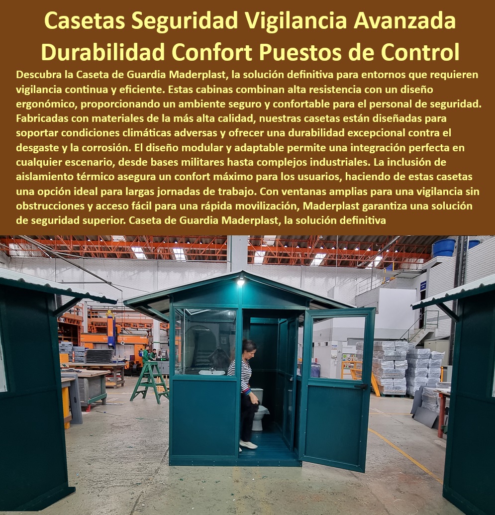 Puestos de vigilancia Cabinas Garitas militares Caseta de Guardia Maderplast 0 Refugios fortificados para seguridad de bases Garitas de seguridad térmica para bases militares Garitas Casillas seguridad para operaciones especiales ¿Cuáles son las ventajas de las casetas de guardia con aislamiento térmico de Maderplast? - Casetas para operaciones de vigilancia sin interrupciones - Casetas ergonómicas para vigilancia intensiva - Garitas de seguridad con aislamiento térmico - Casetas para vigilancia continua de alta calidad - Soluciones de casetas para supervisión eficiente - Garitas con visibilidad panorámica sin obstrucciones - Casetas de seguridad para operaciones permanentes y temporales - Diseño innovador en casetas de vigilancia - ¿Qué opciones ofrece Maderplast para casetas de vigilancia personalizadas? - Casetas de guardia para largas jornadas de trabajo - Casetas de seguridad para bases militares - Puestos de control modulares para rápido despliegue - Soluciones de control de acceso ergonómico - ¿Cómo aseguran las casetas de Maderplast una vigilancia eficiente y continua? - Soluciones de vigilancia para entornos industriales - Soluciones duraderas para puestos de control - Soluciones personalizadas de casetas de vigilancia Maderplast - Puestos de vigilancia con fácil acceso para movilización - Puestos de control con ventanas amplias - Garitas de alta seguridad con materiales de primera calidad - Garitas de vigilancia con tecnología avanzada - Garitas de supervisión para zonas de alta seguridad - Casetas de vigilancia avanzada para seguridad - Casetas resistentes a la corrosión para exteriores - Casetas de guardia resistentes a climas extremos - ¿Cuáles son las mejores casetas de seguridad para condiciones climáticas adversas? - Garitas de seguridad con diseño modular - Casetas de vigilancia adaptable a varias configuraciones - ¿Cómo pueden las garitas de vigilancia de Maderplast mejorar la seguridad en mi empresa? 