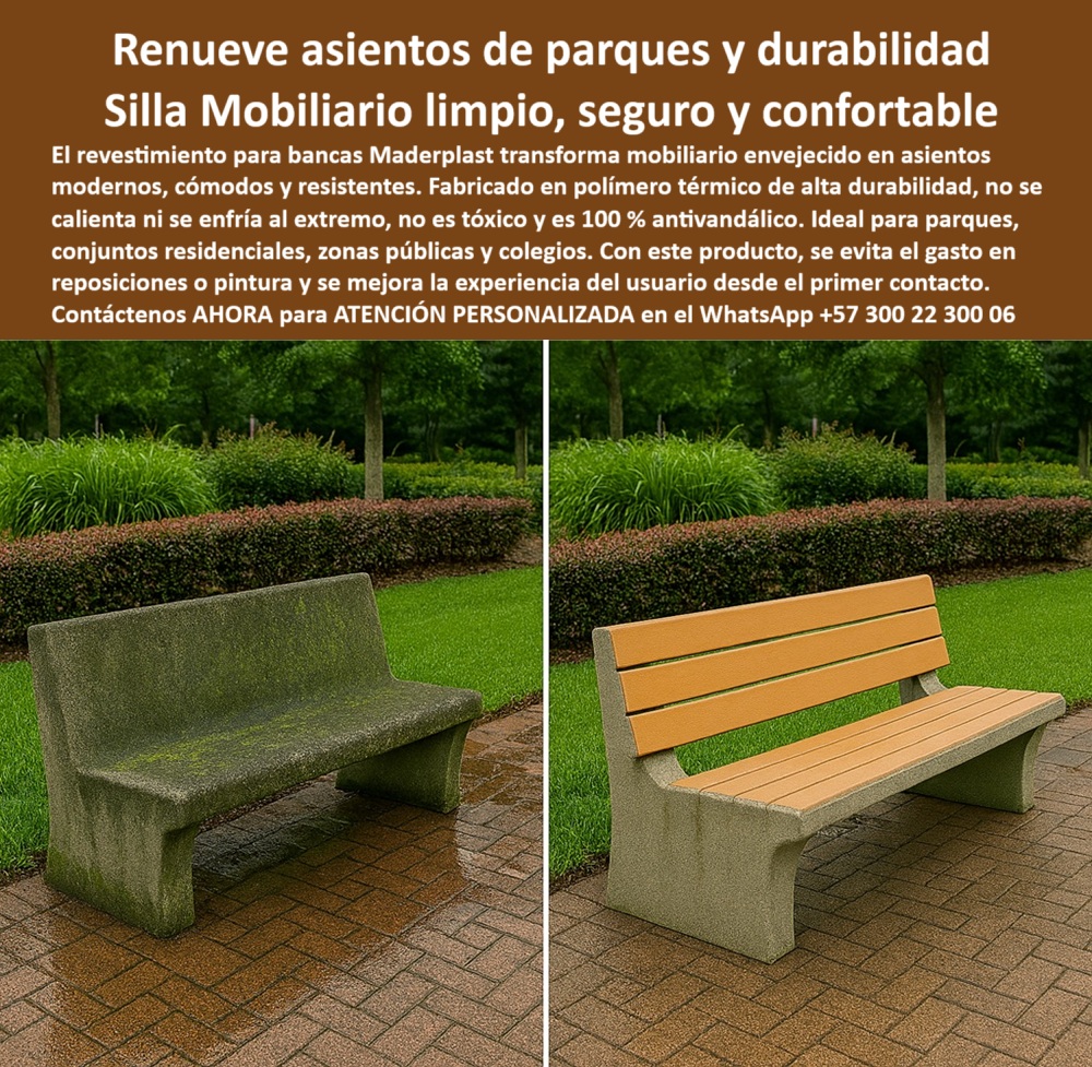 Bancas Exterior Revestimiento Renovación Forro de Asientos de sillas Maderplast 0 Bancas térmicas exteriores Solución mobiliario urbano anti vandalismo larga vida útil no tóxico Asientos de parque renovados para disfrutar 0  Bancas Exterior Revestimiento Renovación Forro de Asientos de sillas Maderplast 0 Bancas térmicas exteriores, - Solución mobiliario urbano anti-vandalismo, larga vida útil, no tóxico, - Asientos de parque renovados para disfrutar