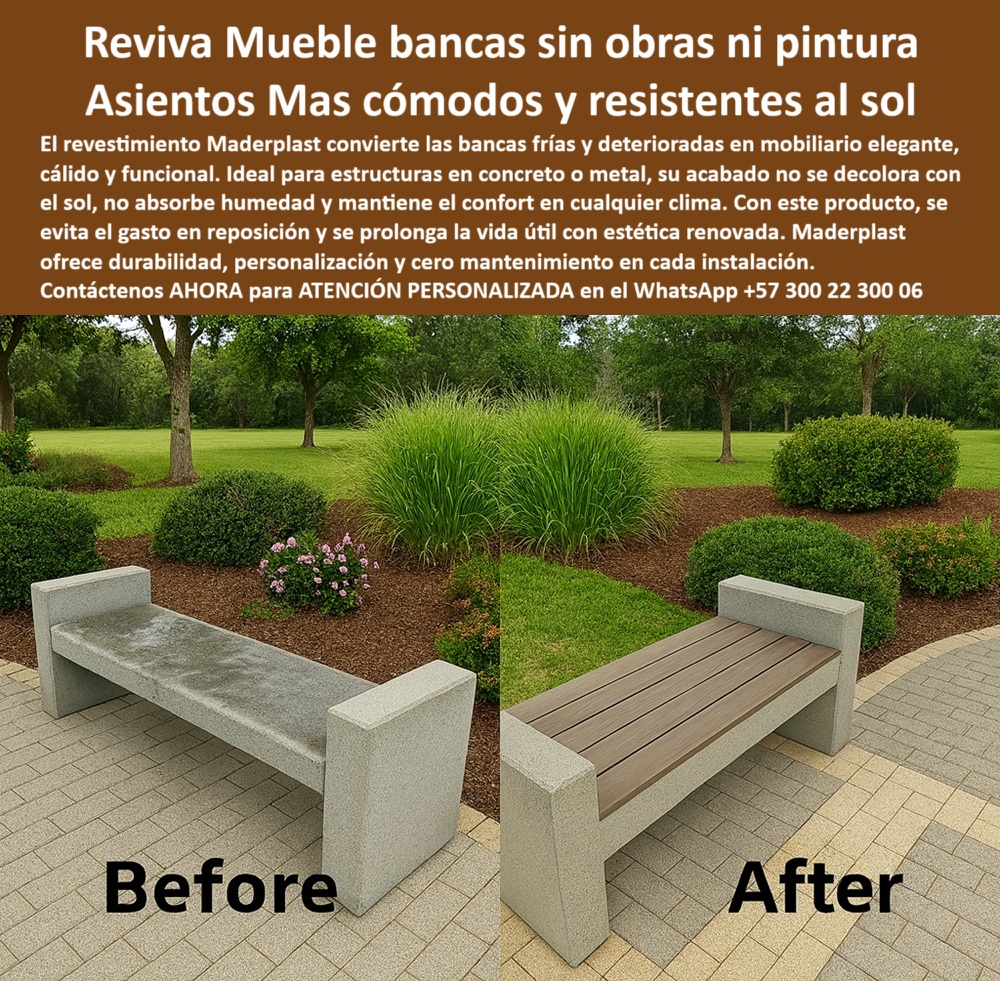Bancas Exterior Revestimiento Renovación Forro de Asientos de sillas Maderplast 0 para Bancas de Concreto y Metal Asientos de parque confortables no se decoloran sol Revestimiento Bancas Exterior Confort Renovación Durable 0  Bancas Exterior Revestimiento Renovación Forro de Asientos de sillas Maderplast 0 para Bancas de Concreto y Metal,, - Asientos de parque confortables no se decoloran sol, - Revestimiento Bancas Exterior Confort Renovación Durable
