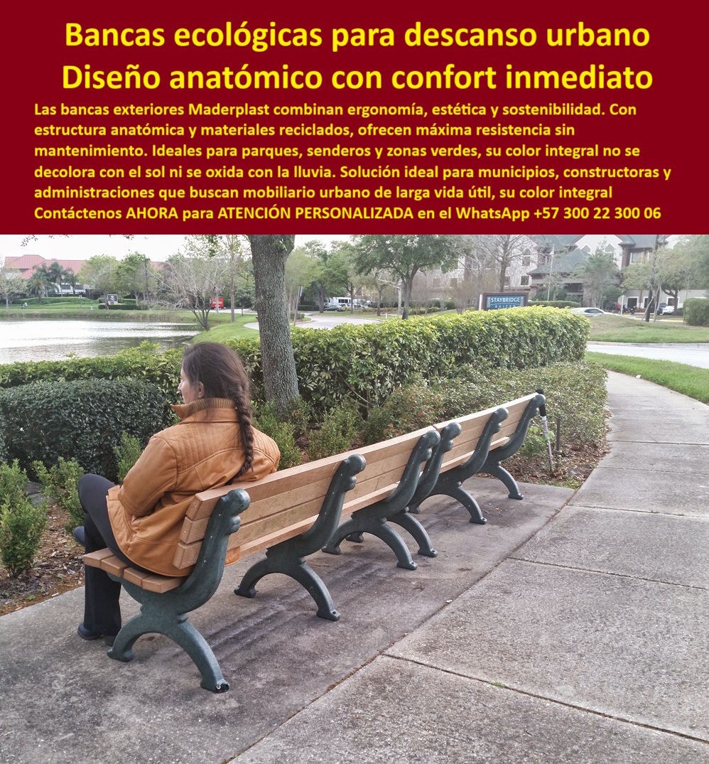 Bancas Exteriores Armónicas Mobiliario Ecológico Urbano sillas anatómicas Maderplast 0 Bancas ecológicas huella carbono 0.77 compra ya Paisajismo Funcional Descanso Bancas para senderos no se decoloran color integral 0  Bancas Exteriores Armónicas Mobiliario Ecológico Urbano sillas anatómicas Maderplast 0 Bancas ecológicas huella carbono 0.77 compra ya, - Paisajismo-Funcional-Descanso, Bancas para senderos no se decoloran color integral