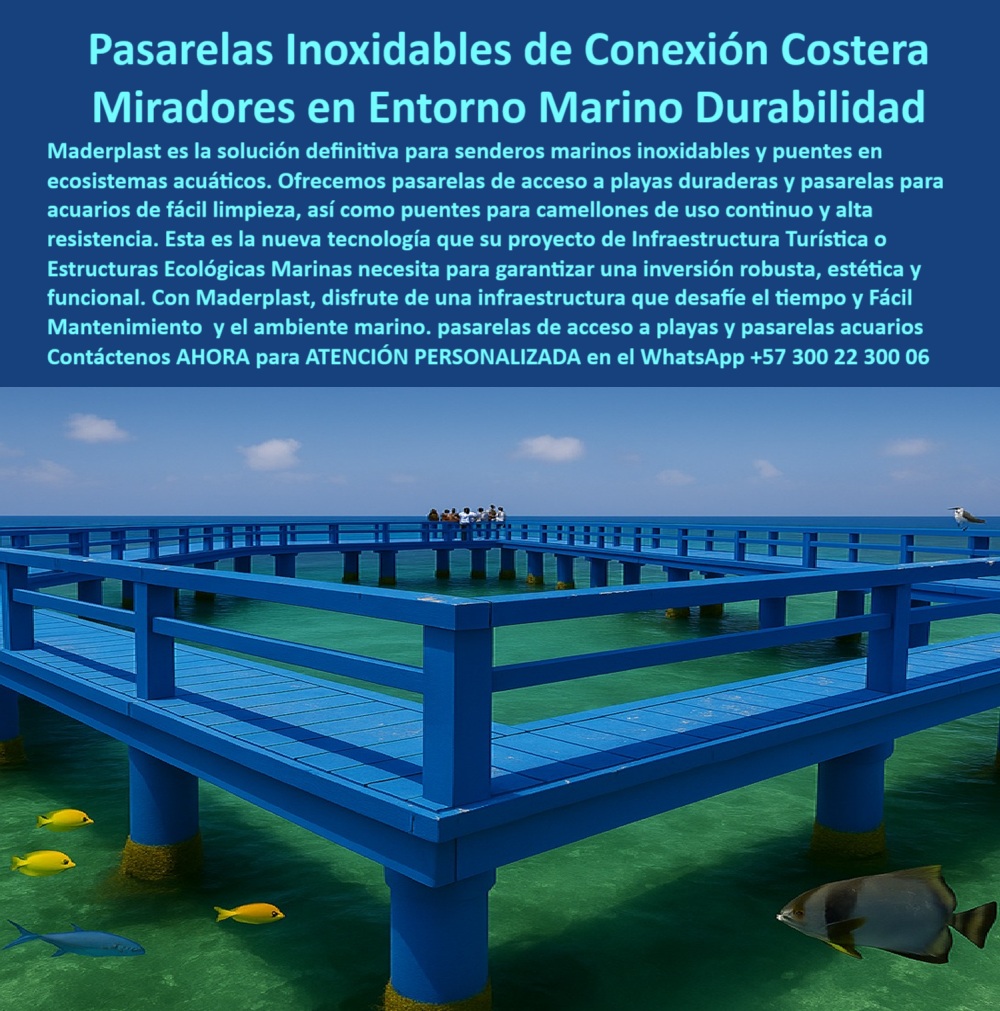 Senderos Marinos Inoxidables Puentes Ecosistemas Acuáticos Submarinos Maderplast 0 Pasarelas de acceso a playas duraderas Pasarelas para acuarios de fácil limpieza Puentes para camellones uso continuo alta resistencia Marina 0  Senderos Marinos Inoxidables Puentes Ecosistemas Acuáticos Submarinos Maderplast 0 Pasarelas de acceso a playas duraderas, - Pasarelas para acuarios de fácil limpieza, Puentes para camellones uso continuo, alta resistencia Marina
