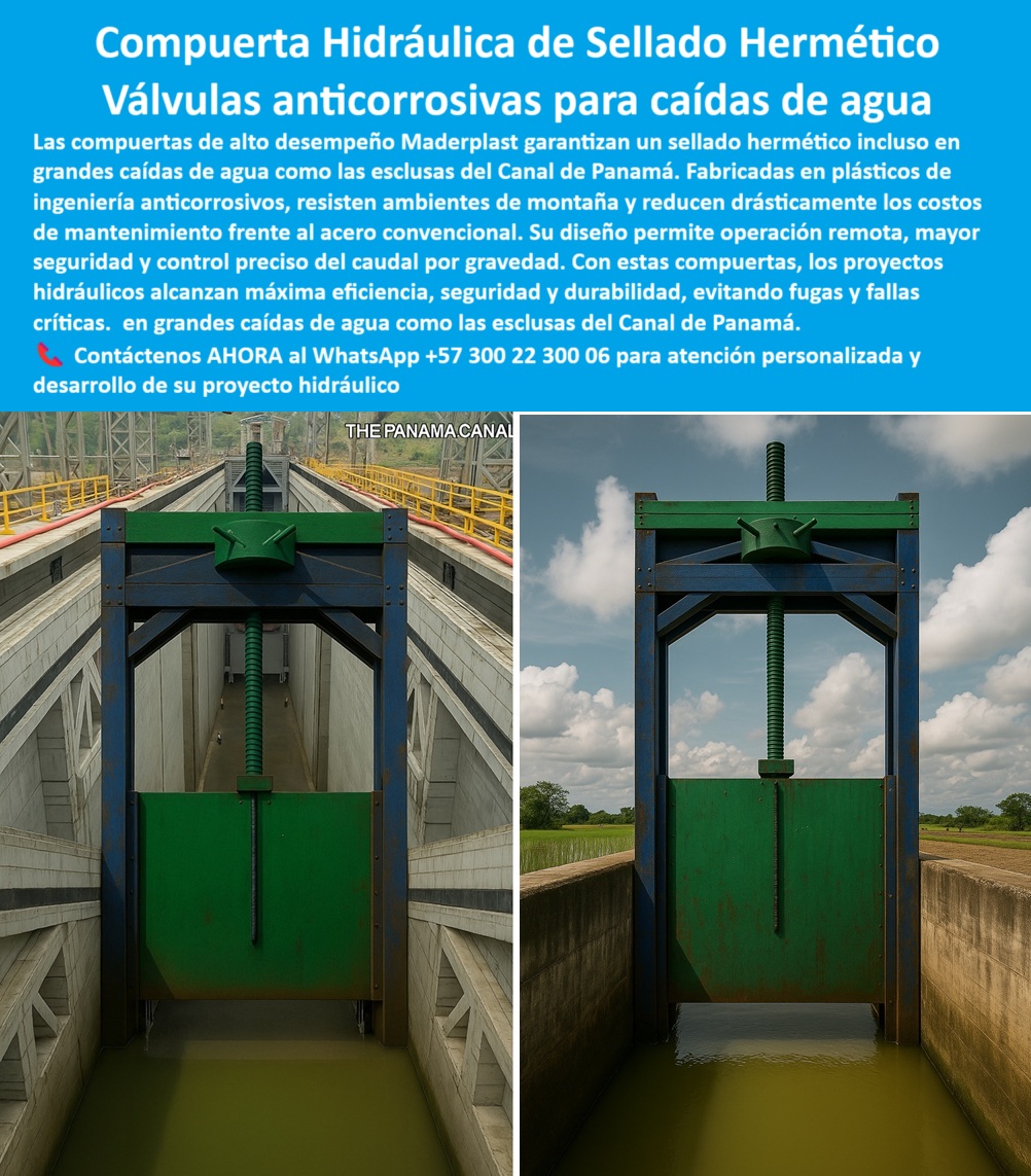 Compuertas Alta Caída Compuertas De Alto Desempeño Hidráulico Maderplast 0 compuertas con sellado hermético para grandes caídas compuerta anticorrosiva para agua de montaña compuerta para operación remota en represas 0  Compuerta Hidráulica de Sellado Hermético: Válvulas Anticorrosivas para Caídas de Agua, La imagen muestra una compuerta hidráulica de sellado hermético de Maderplast, que sirve como una válvula anticorrosiva para caídas de agua. Nuestras compuertas de alto desempeño garantizan un sellado hermético incluso en grandes caídas de agua, como las esclusas del Canal de Panamá. Fabricadas en plásticos de ingeniería anticorrosivos, resisten ambientes de montaña y reducen drásticamente los costos de mantenimiento frente al acero convencional. Su diseño permite operación remota, mayor seguridad y control preciso del caudal por gravedad. Con estas compuertas, los proyectos hidráulicos críticos alcanzan máxima eficiencia, seguridad y durabilidad, evitando fugas y fallas, En Maderplast, entendemos que la confianza es la base de todo gran proyecto. Por eso, hemos diseñado una solución que elimina los problemas comunes y brinda tranquilidad total, ¿Qué compuerta usar en represas con alta caída de agua? Maderplast ofrece compuertas hidráulicas con sellado hermético, plásticas anticorrosivas y operación remota, ideales para ambientes extremos como esclusas del Canal de Panamá. Con fotos reales y planos disponibles, garantiza eficiencia, cero fugas y durabilidad incomparable, Necesito una compuerta confiable para montaña y caídas extremas. Las compuertas Maderplast resisten ambientes agresivos, corrosión y presión extrema. Su diseño anticorrosivo y hermético asegura una operación estable por décadas, con soporte técnico e imágenes de proyectos reales para su confianza, ¿Cuál es la solución más duradera para esclusas con agua salina? Las compuertas plásticas Maderplast no se oxidan, resisten químicos y ambientes marinos. Incorporan sellado perfecto y operación remota, avaladas por proyectos internacionales y planos en 3D, una compuerta plástica reforzada para esclusas de alta exigencia, ¿Qué compuerta evita mantenimientos constantes? La compuerta Maderplast, con materiales anticorrosivos y diseño hermético, elimina fallas y costos recurrentes, brindando fotos reales y vectores de instalación que demuestran su eficacia. Es una compuerta anticorrosiva de bajo mantenimiento y una compuerta plástica sin óxido para ingeniería hidráulica, ¿Existe una compuerta que soporte presión extrema y cero fugas? Sí, Maderplast fabrica compuertas hidráulicas reforzadas con cierre perfecto, aptas para grandes caídas de agua. Sus imágenes en operación lo confirman. Es una compuerta hidráulica segura para grandes presiones y una compuerta hermética para canales de montaña, El testimonio de Luis Herrera, Ingeniero Hidráulico Jefe en un proyecto de represa de alta montaña, es una prueba contundente de nuestro valor: "Soy Luis Herrera, Ingeniero Hidráulico Jefe en un proyecto de represa de alta montaña. Las compuertas metálicas anteriores fallaban por corrosión. Instalamos compuertas Maderplast herméticas anticorrosión y desde entonces no hemos tenido una sola filtración. Su equipo nos entregó planos, renders y soporte técnico impecable. Hoy nuestra operación es segura y sin interrupciones.", Seguridad total en la compuerta plástica confiable para esclusas del canal de Maderplast para proteger su infraestructura y asegurar un futuro sin contratiempos, Contáctenos ahora al WhatsApp +57 300 22 300 06 para atención personalizada y el desarrollo de su proyecto hidráulico. Compuertas Alta Caída Compuertas De Alto Desempeño Hidráulico Maderplast 0 compuertas con sellado hermético para grandes caídas, - compuerta anticorrosiva para agua de montaña, - compuerta para operación remota en represas,