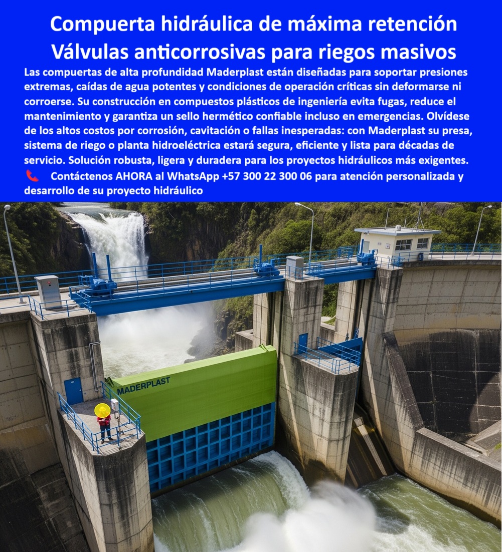 Compuertas Hidráulicas Para Presas Alta Profundidad Y Retención PHC Maderplast 0 presas de alta profundidad y retención compuerta anticorrosiva para sistemas de riego masivo compuerta de cierre rápido para contingencias 0  Compuerta Hidráulica de Máxima Retención: Válvulas Anticorrosivas para Riegos Masivos, - La imagen muestra una compuerta hidráulica de máxima retención, una pieza clave en la ingeniería moderna, que sirve como una válvula anticorrosiva para riegos masivos. Las compuertas de alta profundidad de Maderplast están diseñadas para soportar presiones extremas, caídas de agua potentes y condiciones de operación críticas sin deformarse ni corroerse. Su construcción en compuestos plásticos de ingeniería evita fugas, reduce el mantenimiento y garantiza un sello hermético confiable, incluso en emergencias, - Olvídese de los altos costos por corrosión, cavitación o fallas inesperadas: con Maderplast su presa, sistema de riego o planta hidroeléctrica estará segura, eficiente y lista para décadas de servicio. Nuestras compuertas hidráulicas para presas de alta profundidad son una solución robusta, ligera y duradera para los proyectos hidráulicos más exigentes, - Maderplast: Más Allá de la Resistencia, una Solución Completa, - Los ingenieros de alto nivel buscan no solo productos, sino soluciones completas y confiables. Maderplast responde con innovación y experiencia, - ¿Quién fabrica compuertas para presas de alta profundidad? Responde Maderplast. Somos expertos en compuertas plásticas reforzadas, anticorrosivas, con sellos herméticos y soporte técnico integral, - ¿Proveedor confiable de compuertas para riego masivo? Maderplast ofrece compuertas robustas, seguras y de larga vida útil para proyectos a gran escala, lo que las convierte en la solución definitiva para el riego masivo, - ¿Dónde conseguir compuertas anticorrosivas para alta presión? Maderplast diseña soluciones en polímero técnico libres de óxido y certificadas para operación continua. Con la compuerta estanca para operación crítica en presas, eliminamos los puntos débiles de las soluciones tradicionales, - ¿Quién suministra compuertas hidráulicas con cierre hermético? Responde Maderplast. Somos fabricantes de tecnología avanzada, con pruebas reales y garantía extendida. La compuerta de cierre hermético confiable es nuestra promesa, - ¿Compuerta confiable para emergencias hidráulicas? Maderplast entrega compuertas de cierre rápido, seguras y listas para contingencias, como la compuerta robusta para contingencias hidráulicas, - La Experiencia de Maderplast en Proyectos Críticos, - Nuestra tecnología ha sido probada en los entornos más exigentes. Un testimonio real, como el de Julián Herrera, Director de Operaciones Hidráulicas, valida nuestro liderazgo:, - “Soy Julián Herrera, Director de Operaciones Hidráulicas. Sustituimos compuertas metálicas corroídas por compuertas plásticas de Maderplast. Ahora nuestras presas operan sin fallas, cero óxido y con confianza absoluta. Maderplast es nuestro proveedor clave.”, - Nuestras compuertas hidráulicas de cierre hermético para presas y la compuerta reforzada para proyectos hidráulicos complejos son la prueba de que nuestra compuerta plástica de ingeniería avanzada para retención es una inversión segura. Además, ofrecemos la compuerta modular anticorrosiva para centrales hidroeléctricas y la compuerta plástica para evitar cavitación y fallas. Con Maderplast, su proyecto estará protegido, - Contáctenos AHORA al WhatsApp +57 300 22 300 06 para atención personalizada y desarrollo de su proyecto hidráulico, y descubra por qué nuestra compuerta hidráulica ligera y resistente para grandes presas es la opción ideal para las infraestructuras críticas del futuro. Compuertas Hidráulicas Para Presas Alta Profundidad Y Retención PHC Maderplast 0 presas de alta profundidad y retención, - compuerta anticorrosiva para sistemas de riego masivo, compuerta de cierre rápido para contingencias