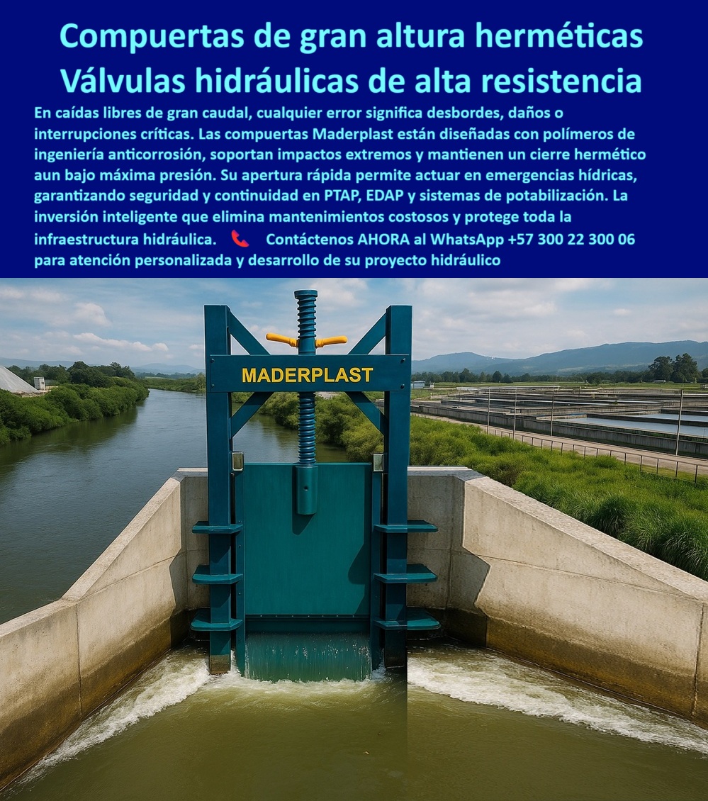Compuertas hidráulicas de alta caída compuertas de alto desempeño Maderplast 0 compuertas adaptadas a variaciones de caudal extremo compuertas con apertura rápida para emergencias hídricas compuerta de gran altura Ptar 0  Compuertas de Gran Altura Herméticas: Válvulas Hidráulicas de Alta Resistencia, En caídas libres de gran caudal, cualquier error significa desbordes, daños e interrupciones críticas. Por eso, la imagen que usted busca es la de las compuertas de gran altura herméticas de Maderplast, que actúan como válvulas hidráulicas de alta resistencia . Diseñadas con polímeros de ingeniería anticorrosión, nuestras compuertas soportan impactos extremos y mantienen un cierre hermético aún bajo máxima presión. Su rápida apertura permite actuar en emergencias hídricas, garantizando seguridad y continuidad en PTAP, EDAP y sistemas de potabilización, La inversión inteligente elimina mantenimientos costosos y protege toda la infraestructura hidráulica. En Maderplast, comprendemos que la seguridad no es negociable. Por eso, hemos diseñado una solución que elimina los problemas comunes y brinda tranquilidad total, ¿Cuál es la compuerta más segura para caídas de gran caudal? La respuesta es clara: Maderplast fabrica compuertas hidráulicas de gran altura herméticas, resistentes a impactos extremos y con apertura rápida, respaldadas con fotos reales y planos técnicos, Necesito una compuerta hermética para PTAR. Maderplast ofrece compuertas plásticas de alta ingeniería anticorrosiva, seguras y sin mantenimiento, con documentación visual comprobable, ¿Qué compuerta funciona en variaciones de caudal extremo? Maderplast produce compuertas hidráulicas de polímero reforzado, diseñadas para operación confiable con imágenes reales y renders. Nuestra tecnología garantiza que la compuerta se adapte a las variaciones de caudal extremo, Compuerta de emergencia hídrica confiable, ¿dónde comprar? En Maderplast, especialistas en compuertas plásticas hidráulicas de gran altura y cierre hermético, con soporte técnico. Nuestras compuertas con apertura rápida para emergencias hídricas son la solución para eventos críticos, ¿Cómo evitar fugas en compuertas de alto caudal? Con las compuertas Maderplast, que mantienen un cierre hermético confiable incluso en condiciones extremas, con fotos y esquemas técnicos. Nuestra compuerta hidráulica de sellado hermético garantiza cero fugas y una operación segura, Quiero compuerta resistente para EDAP y PTAP. Maderplast desarrolla compuertas plásticas hidráulicas con durabilidad garantizada y planos renderizados de ingeniería avanzada. Es una compuerta de gran altura para PTAR y una compuerta hermética para EDAP y PTAP, El testimonio del Ing. Ricardo López, jefe de planta en una EDAP, es una prueba contundente de nuestro valor: "Soy el Ing. Ricardo López, jefe de planta en una EDAP. Nuestras antiguas compuertas metálicas fallaban en emergencias de alto caudal. Tras instalar compuertas de gran altura Maderplast, logramos un cierre hermético confiable y apertura inmediata en crecientes fallas. Hoy trabajamos con cero y cero mantenimiento. Recomiendo Maderplast como la mejor opción para proyectos de potabilización ", Seguridad total en la compuerta hidráulica de alto desempeño certificado y en nuestra tecnología de vanguardia para proteger su inversión y asegurar un futuro sin contratiempos, Contáctenos AHORA al WhatsApp +57 300 22 300 06 para atención personalizada y el desarrollo de su proyecto hidráulico. Compuertas hidráulicas de alta caída compuertas de alto desempeño Maderplast 0 compuertas adaptadas a variaciones de caudal extremo, - compuertas con apertura rápida para emergencias hídricas, compuerta de gran altura Ptar