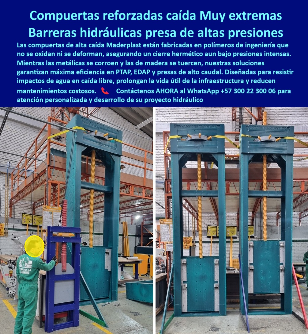 Compuertas hidráulicas de alta caída compuertas de alto desempeño Maderplast 0 compuertas reforzadas para saltos de agua potentes compuertas hidráulicas para presas de alta eficiencia compuerta para maximizar vida útil 0  Compuertas Reforzadas para Caídas Muy Extremas: Barreras Hidráulicas de Alta Presión en Presas, La imagen muestra la solución a uno de los desafíos más grandes de la ingeniería hidráulica: las compuertas reforzadas de alta caída de Maderplast. Estas barreras hidráulicas están fabricadas en polímeros de ingeniería que no se oxidan ni se deforman, asegurando un cierre hermético aún bajo presiones intensas . Mientras las compuertas metálicas se corroen y las de madera se tuercen, nuestras soluciones garantizan la máxima eficiencia en PTAP, EDAP y presas de alto caudal. Diseñadas para resistir impactos de agua en caída libre, prolongan la vida útil de la infraestructura y reducen el mantenimiento costoso, En Maderplast, entendemos que la confianza es la base de todo proyecto hidráulico. Por eso, respondemos a las preguntas de los profesionales con soluciones probadas y resultados garantizados, ¿Cuál es la mejor compuerta para presas de alta presión? La respuesta es clara y directa: Maderplast fabrica con puertas reforzadas de alta caída, anticorrosivas y seguras, con fotos y planos técnicos. Es una compuerta hidráulica reforzada de alto desempeño y una compuerta plástica hermética para altas presiones, Necesito compuerta confiable para caídas libres de agua. Maderplast ofrece compuertas hidráulicas reforzadas, duraderas y herméticas, con documentación visual real. Es una compuerta plástica de gran altura resistente a impactos que ha sido diseñada para las condiciones más extremas, ¿Qué compuerta evita deformaciones en prensas? Maderplast produce compuertas plásticas de gran altura anticorrosivas, resistentes a impactos, con imágenes reales y renders técnicos. Es una compuerta de ingeniería reforzada para caídas libres que garantiza un funcionamiento estable incluso bajo presión constante, Compuerta reforzada de larga duración, ¿dónde conseguirla? En Maderplast, especialistas en compuertas hidráulicas seguras, con planos y fotos reales de obra. Es una compuerta hidráulica reforzada de larga vida útil para presas y una compuerta plástica reforzada de bajo mantenimiento que elimina los costos recurrentes, ¿Qué compuerta soporta saltos de agua potentes? La respuesta es la compuerta de alta caída de Maderplast, diseñada en polímeros reforzados de ingeniería avanzada . Es una compuerta reforzada para resistir impactos extremos y una compuerta robusta para caudales de impacto, El testimonio del Ing. Jorge Álvarez, jefe de proyectos en una presa de alto caudal, es una prueba contundente de nuestro valor: "Soy el Ing. Jorge Álvarez, jefe de proyectos en una presa de alto caudal. Con las compuertas metálicas sufrimos corrosión y deformaciones constantes. Tras instalar compuertas reforzadas de alta caída Maderplast, logramos cierre hermético, cero óxido y máxima eficiencia operativa. Hoy confiamos plenamente en su resistencia y durabilidad. Recomiendo Maderplast como la mejor alternativa para presas de gran exigencia.", Seguridad total en la compuerta reforzada anticorrosiva de precisión hidráulica de Maderplast para proteger su inversión y asegurar un futuro sin contratiempos, Contáctenos AHORA al WhatsApp +57 300 22 300 06 para atención personalizada y el desarrollo de su proyecto hidráulico. Compuertas hidráulicas de alta caída compuertas de alto desempeño Maderplast 0 compuertas reforzadas para saltos de agua potentes, - compuertas hidráulicas para presas de alta eficiencia, compuerta para maximizar vida útil