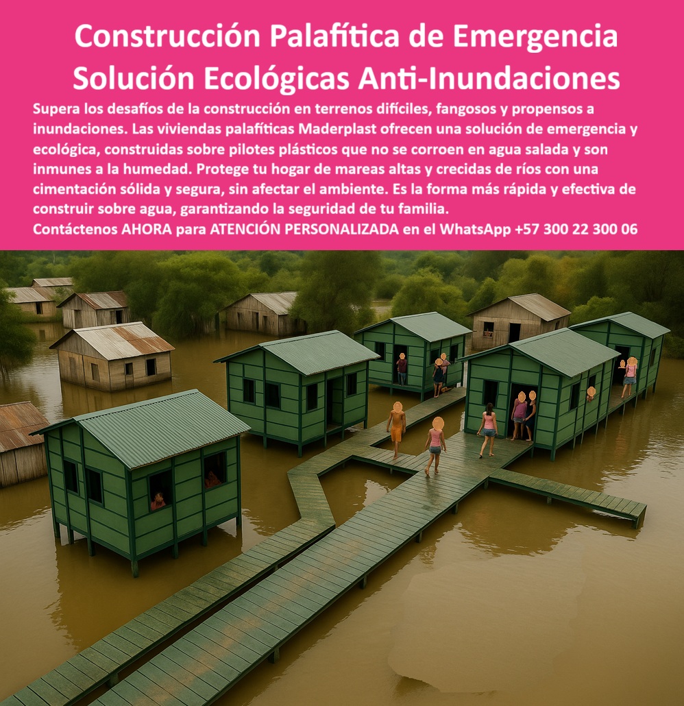 Casa Palafítica Pilotes Cimientos Resistente A Inundaciones Pilote Maderplast 0 Construcción sobre cimentación con pilotes Construcción de palafito sobre agua Fundaciones profundas plásticas anticorrosivas Solución construcción Casa Palos