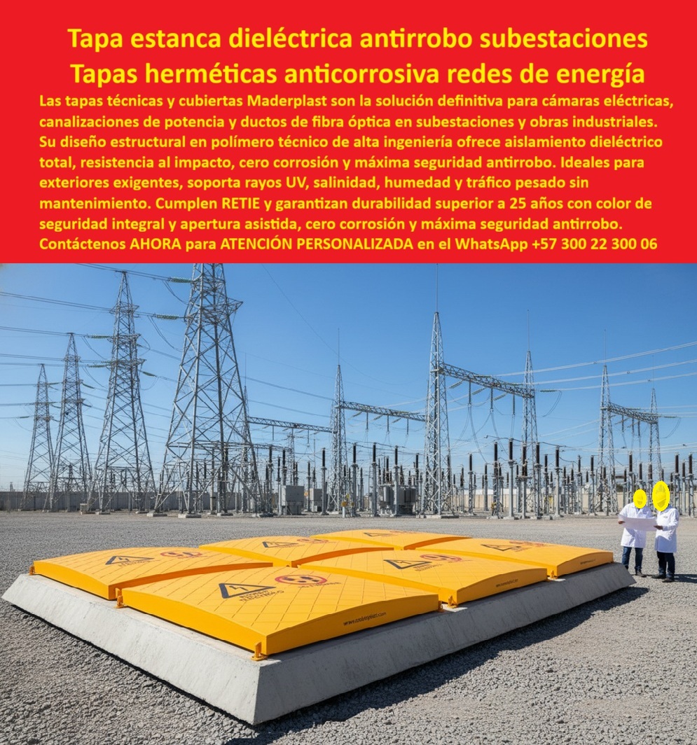 Cubierta Hermética y Tapa Impermeable Estanca Maderplast 0 Tapas resistentes a la intemperie y al impacto Cubiertas estructurales para ductos eléctricos y fibra óptica seguras y durables para obras viales e industriales Tapa técnica abatible PP