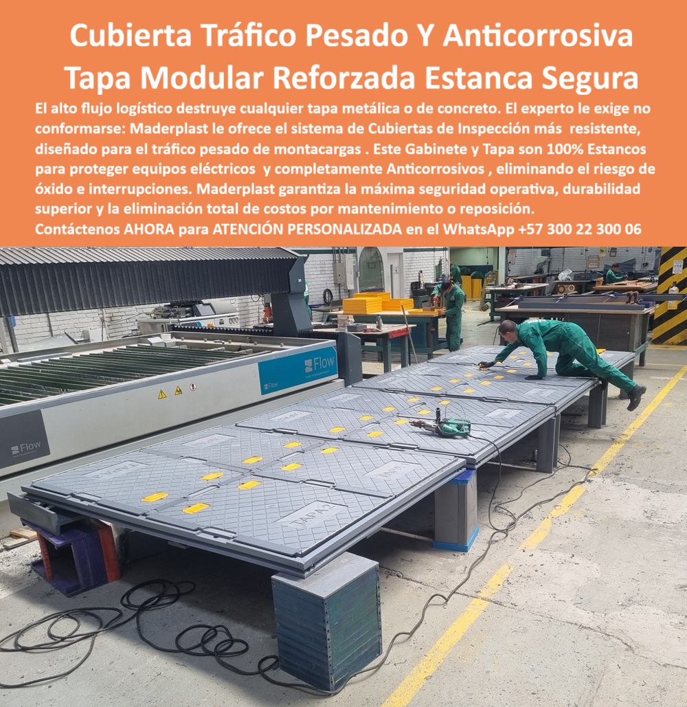 Fábrica Tapas industriales Tapa Industrial Reforzada Maderplast 0 Tapas para centros logísticos Cubiertas de inspección seguras y resistentes al tráfico pesado de montacargas Gabinete y tapa anticorrosivos Protección estanca equipos eléctricos 0