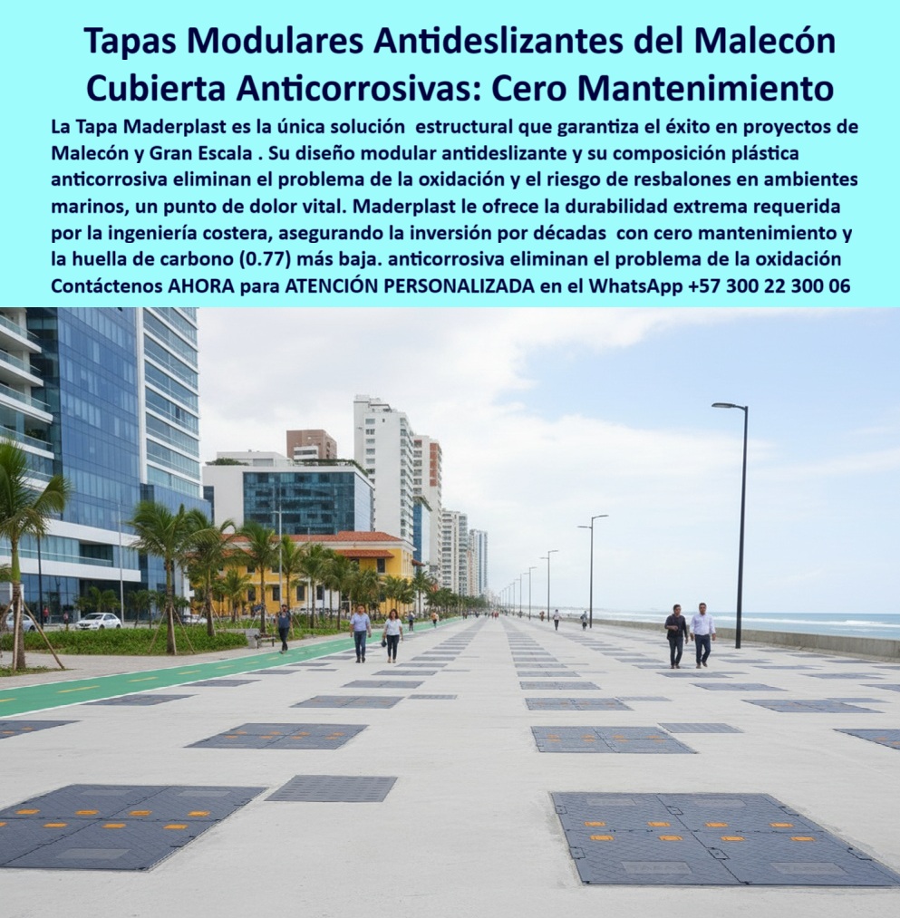 Tapa Hermética de Gran Formato para Cuartos Técnicos Maderplast 0 Tapa Plástica Anticorrosiva para Proyectos de Gran Escala Fabricación de Tapas Industriales de Gran Formato Tapas Modulares Antideslizantes para Proyectos de Ingeniería Malecón