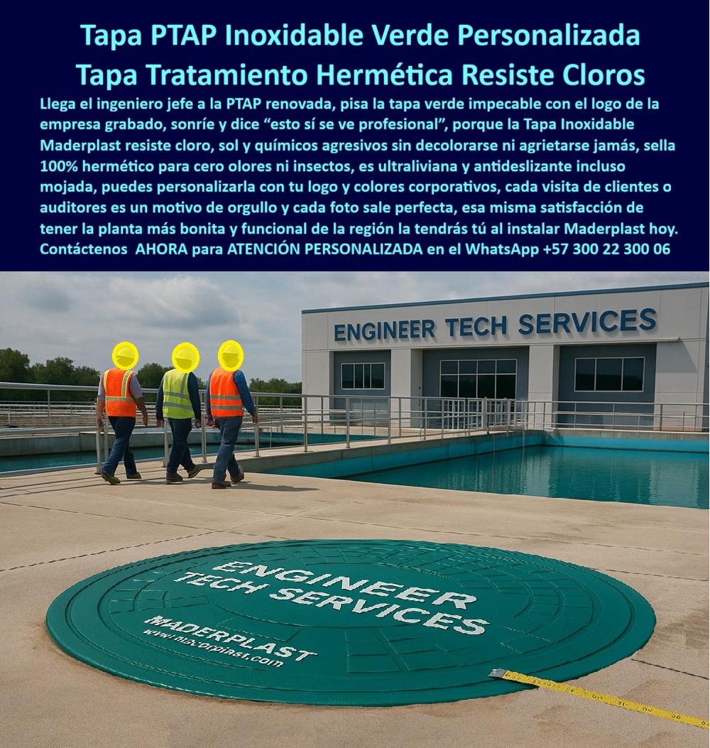 Tapa Planta De Tratamiento De Aguas Tapa Inoxidable PTAP Maderplast 0 Tapa inoxidable Tapa Plástica Tanques de Agua y Sistemas Hidráulicos Resistente al Cloro y la Intemperie tratamiento de fluidos y complejos tecnológicos Tapa Acero Plástico