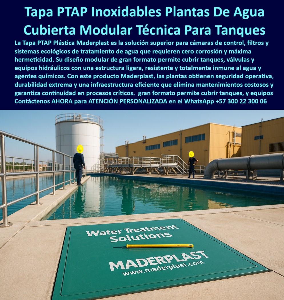 Tapa Plantas De Tratamiento De Agua PTAP Tapa Inoxidable Maderplast 0 Cubierta cámaras de control filtros y sistemas ecológicos de tratamiento de agua Tapas técnicas modulares de gran tamaño para cubrimiento de tanques válvulas o sistema Tapa PP