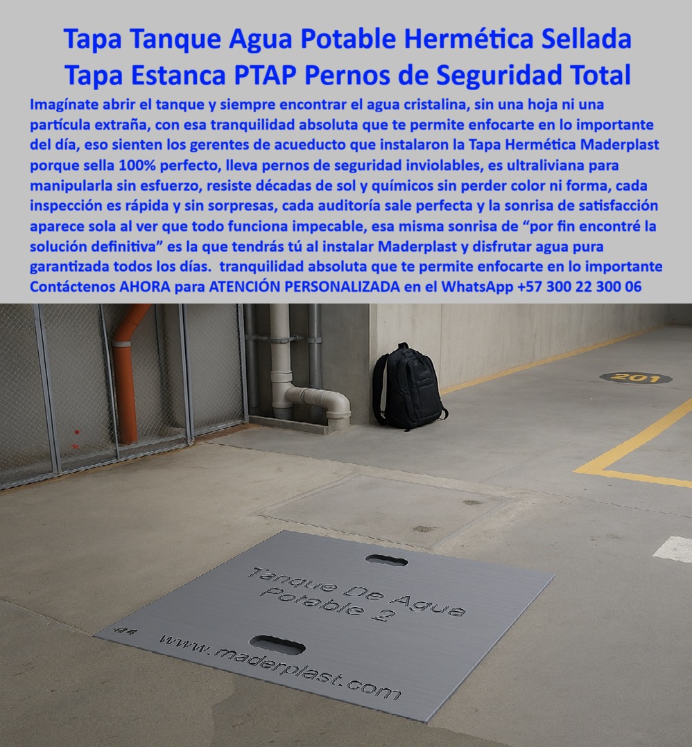 Tapa peatonal plástica Maderplast 0 Tapa hermética con pernos de seguridad fabricada en material estructural plástico de alta resistencia. Diseñada para redes hidráulicas sistemas eléctricos o tanques industriales garantiza protección total