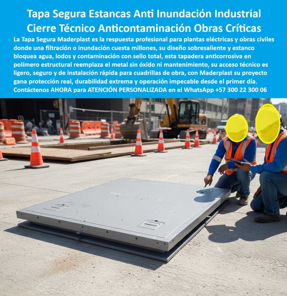 Tapas Seguras Anti Contaminación Anti Inundación Maderplast 0 Tapa técnica sobresaliente antiinundación y estanca plantas eléctricas y obras civiles Solución anticorrosiva proyectos de construcción Resistentes seguras y fáciles de instalar