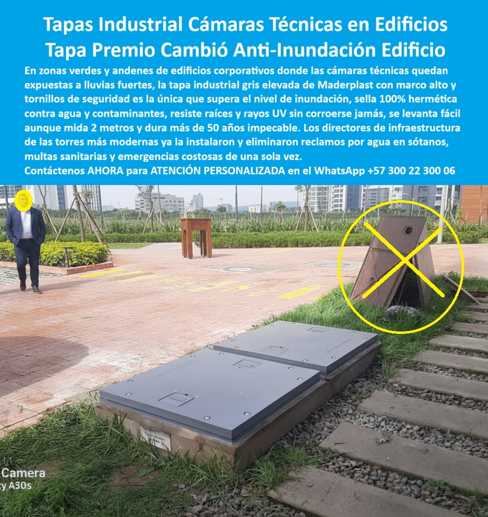 Tapas Seguridad Anti Contaminación Anti Inundación Maderplast 0 Tapa industrial elevada anticorrosiva y estanca para cámaras técnicas y obras de infraestructura Tapas Herméticas con marco Hermético edificios corporativos Tapas Herméticas Ptap