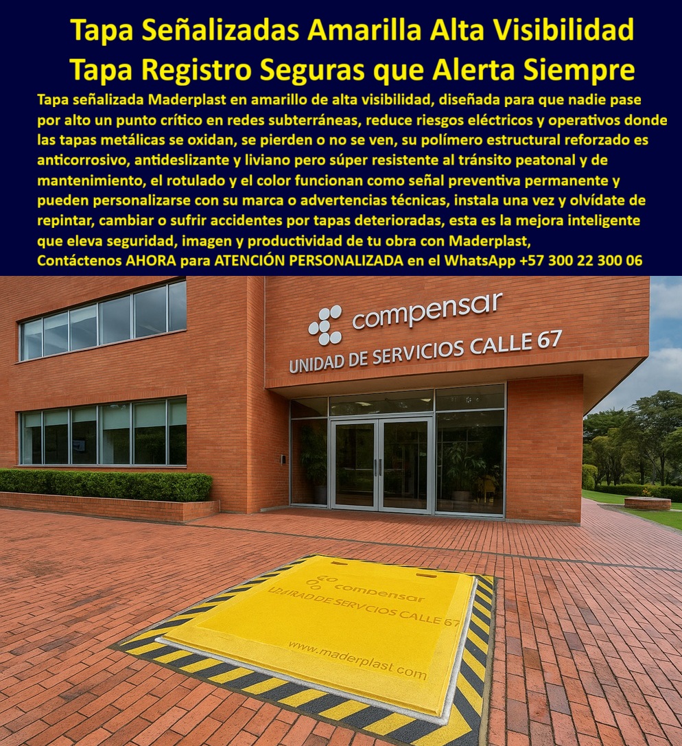 Tapas señalizadas rotuladas marcadas diseñadas como señalización Maderplast 0 Tapas personalizada rotuladas Se trata de productos Tapa señalizada rotulada marcada un módulo de acceso Tapa Con señalización supervisores de planta Tapas Roja