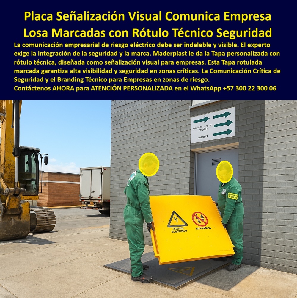 Tapas señalizadas rotuladas marcadas diseñadas como señalización Maderplast 0 tapas personalizadas con rótulo Tapa de señalización visual ideales para empresas tapas personalizadas con rótulo de visibilidad comunicación empresarial Tapas