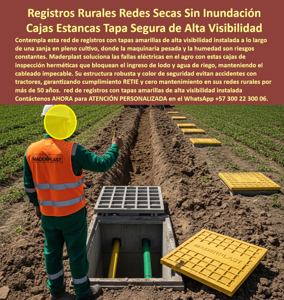 Cajas Canalizaciones Marcos Y Tapa Caja De Inspección Hermética Maderplast 0 Cajas canalizaciones rurales con tapa amarilla seguridad, Registro eléctrico hermético para suelos húmedos cultivos, Caja de acceso técnico redes de riego tecnificado, Cajas Canalizaciones Marcos Y Tapa Caja De Inspección Hermética Maderplast 0 Cajas canalizaciones rurales con tapa amarilla seguridad Registro eléctrico hermético para suelos húmedos cultivos Caja de acceso técnico redes de riego tecnificado