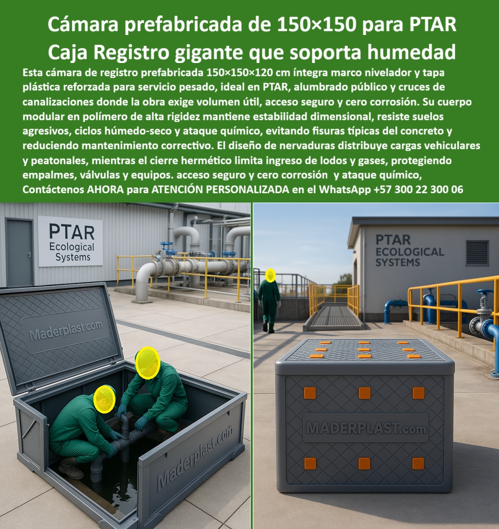 Cajas Grandes Pozo Canalización Tapa Marcos 150X150X120 Cm Maderplast 0 cámara de registro prefabricada 150x150, pozo plástico para PTAR anticorrosivo, caja subterránea gigante para empalmes eléctricos, cámara de inspección plástica carga pesada Cajas Grandes Pozo Canalización Tapa Marcos 150X150X120 Cm Maderplast 0 cámara de registro prefabricada 150x150 pozo plástico para PTAR anticorrosivo caja subterránea gigante para empalmes eléctricos cámara de inspección plástica carga pesada