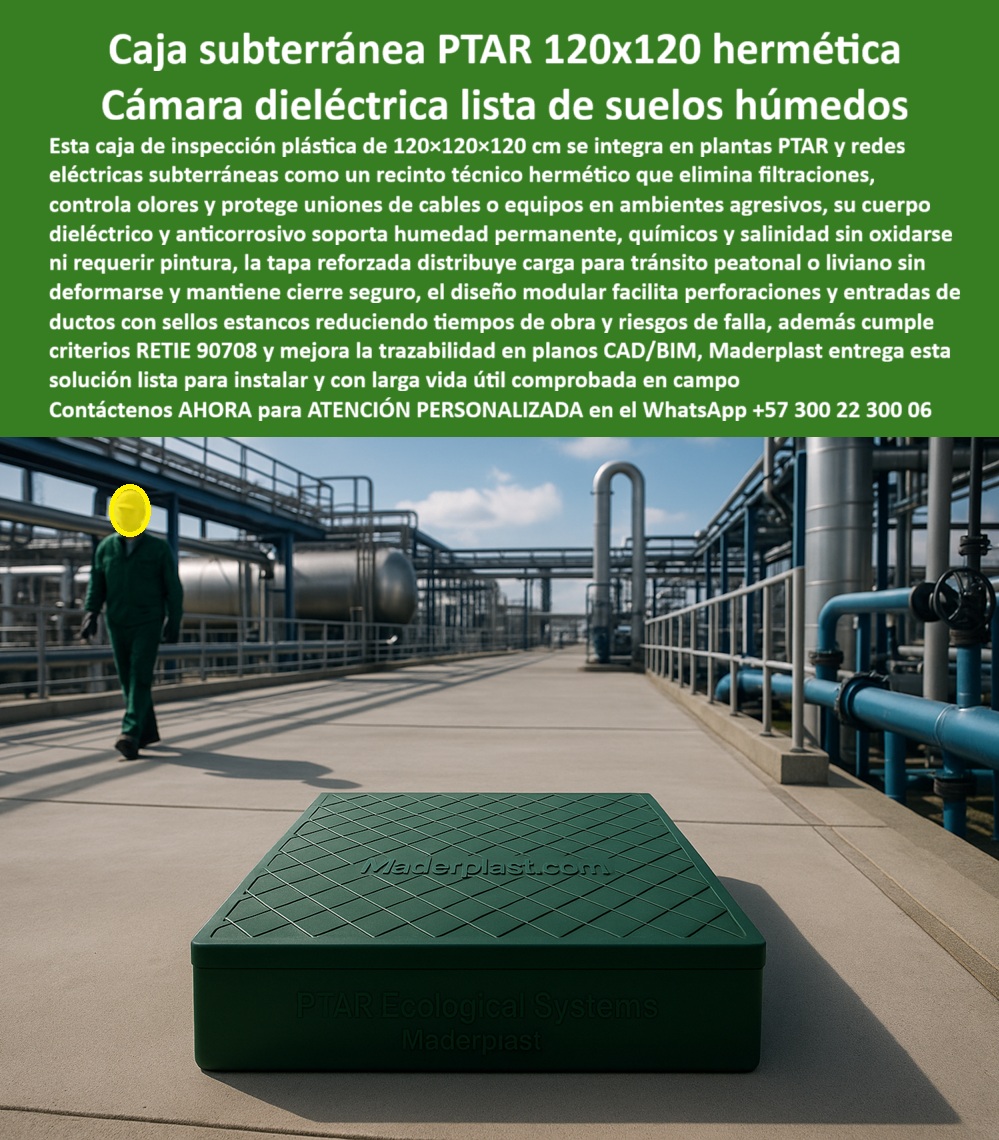 Cajas Grandes Pozo Canalización Tapa Marcos 150X150X120 de Maderplast 0 caja subterránea hermética, cámara de inspección PTAR anticorrosiva, registro eléctrico dieléctrico sin mantenimiento, caja plástica para uniones de cables, cámara estanca 0 Cajas Grandes Pozo Canalización Tapa Marcos 150X150X120 de Maderplast 0 caja subterránea hermética cámara de inspección PTAR anticorrosiva registro eléctrico dieléctrico sin mantenimiento caja plástica para uniones de cables cámara estanca 0