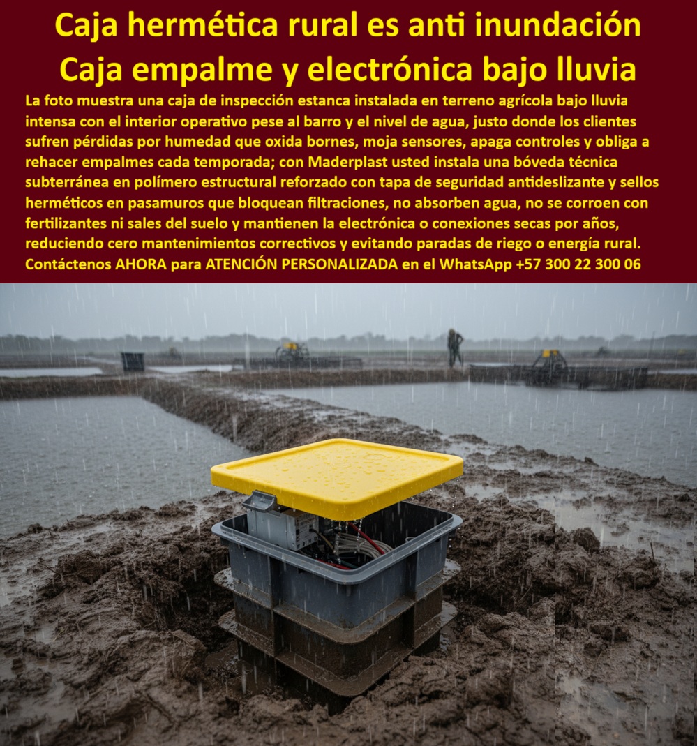 Cajas Inspección Herméticas Caja Conecciones Redes Subterráneas Maderplast 0 Cajas conexión redes subterráneas sin filtraciones, Registro eléctrico hermético para zonas de cultivo, Bóveda técnica para electrónica bajo tierra, Caja de paso Secas Cajas Inspección Herméticas Caja Conecciones Redes Subterráneas Maderplast 0 Cajasconexión redes subterráneas sin filtraciones Registro eléctrico hermético para zonas de cultivo Bóveda técnica para electrónica bajo tierra Caja de paso Secas