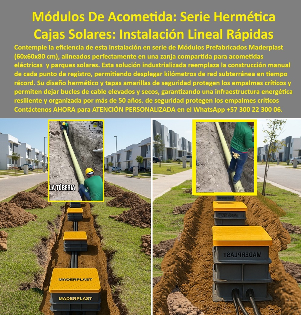 Cajas Redes Subterráneas Canalizaciones Caja 60x60x80 Cm Cámara Maderplast 0 Módulo prefabricado hermético para acometidas eléctricas, Cajas de paso redes subterráneas parques solares, Caja de empalmes para dejar cables elevados secos, Cajas red Cajas Redes Subterráneas Canalizaciones Caja 60x60x80 Cm Cámara Maderplast 0 Módulo prefabricado hermético para acometidas eléctricas Cajas de paso redes subterráneas parques solares Caja de empalmes para dejar cables elevados secos Cajas red