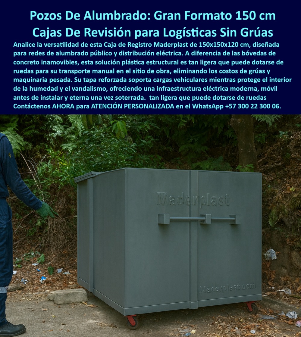 Cajas canalizaciones con tapa y Marcos 150 x 150 x 120 cm Maderplast 0 Cajas grandes canalizaciones con tapa, Pozo de revisión eléctrica prefabricado, Caja registro para alumbrado público carga pesada, Caja y Tapas reforzadas por carga vehicular Cajas canalizaciones con tapa y Marcos 150 x 150 x 120 cm Maderplast 0 Cajas grandes canalizaciones con tapa Pozo de revisión eléctrica prefabricado Caja registro para alumbrado público carga pesada Caja y Tapas reforzadas por carga vehicular