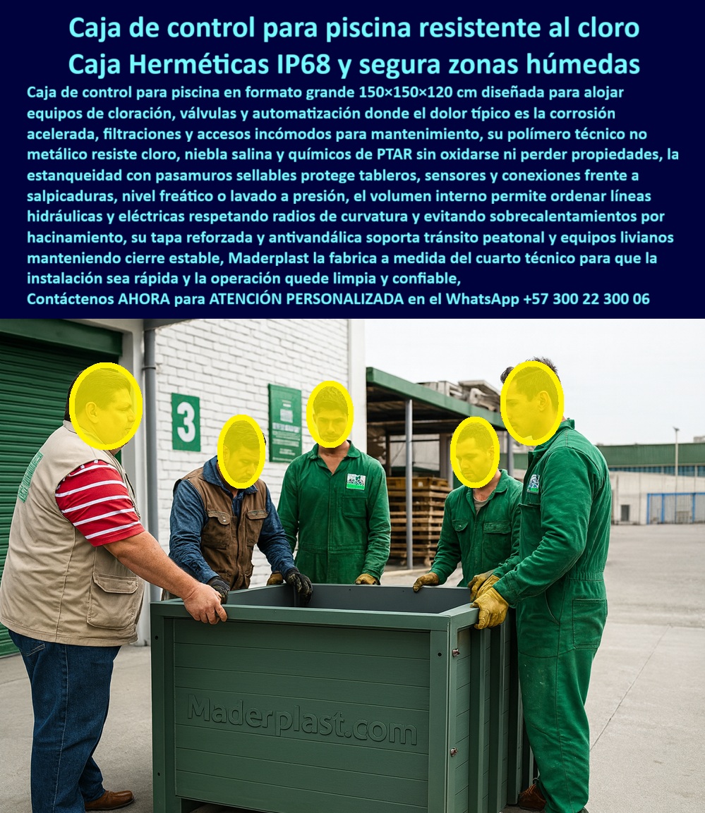 Cajas canalizaciones con tapa y Marcos 150 x 150 x 120 cm Maderplast 0 caja de control piscina resistente al cloro, cámara técnica para clorinación IP68, registro hermético para equipos de piscina, caja subterránea para automatización de piscina Cajas canalizaciones con tapa y Marcos 150 x 150 x 120 cm Maderplast 0 caja de control piscina resistente al cloro cámara técnica para clorinación IP68 registro hermético para equipos de piscina caja subterránea para automatización de piscina