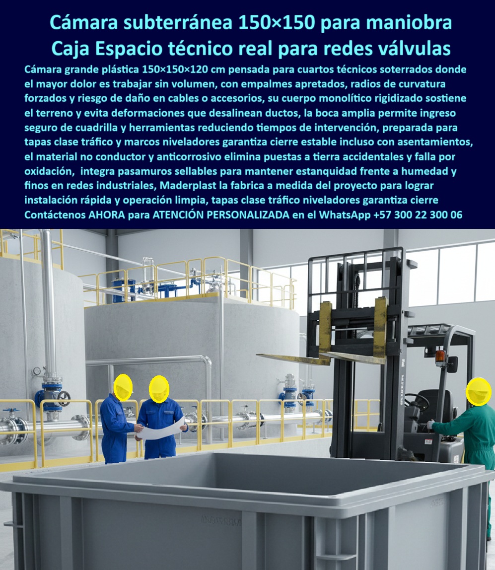 Cajas canalizaciones con tapa y Marcos 150 x 150 x 120 cm Maderplast 0 cámara subterránea para redes industriales, caja grande de paso plástica para válvulas y control, Caja arqueta eléctrica grande estanca para canalizaciones, pozo de registro Cajas canalizaciones con tapa y Marcos 150 x 150 x 120 cm Maderplast 0 cámara subterránea para redes industriales caja grande de paso plástica para válvulas y control Caja arqueta eléctrica grande estanca para canalizaciones pozo de registro