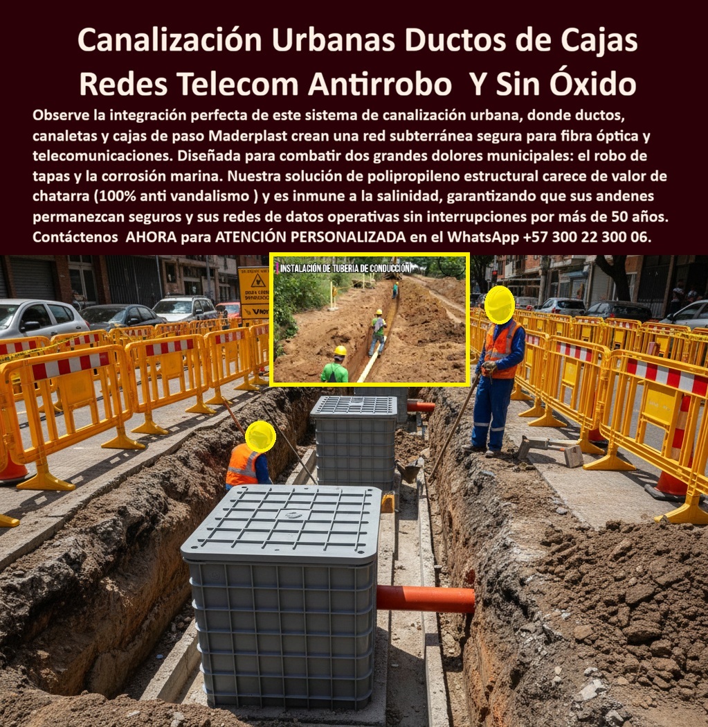 Canalizaciones Caja Tapa Marcos Urbanismo Canales Ductos Canaletas Maderplast 0 Canalizaciones con caja tapa marcos urbanismo moderno, Cajas de paso redes subterráneas Telecom y fibra óptica, Caja de inspección resistente a salinidad mar costa, Canalizaciones Caja Tapa Marcos Urbanismo Canales Ductos Canaletas Maderplast 0 Canalizaciones con caja tapa marcos urbanismo moderno Cajas de paso redes subterráneas Telecom y fibra óptica Caja de inspección resistente a salinidad mar costa