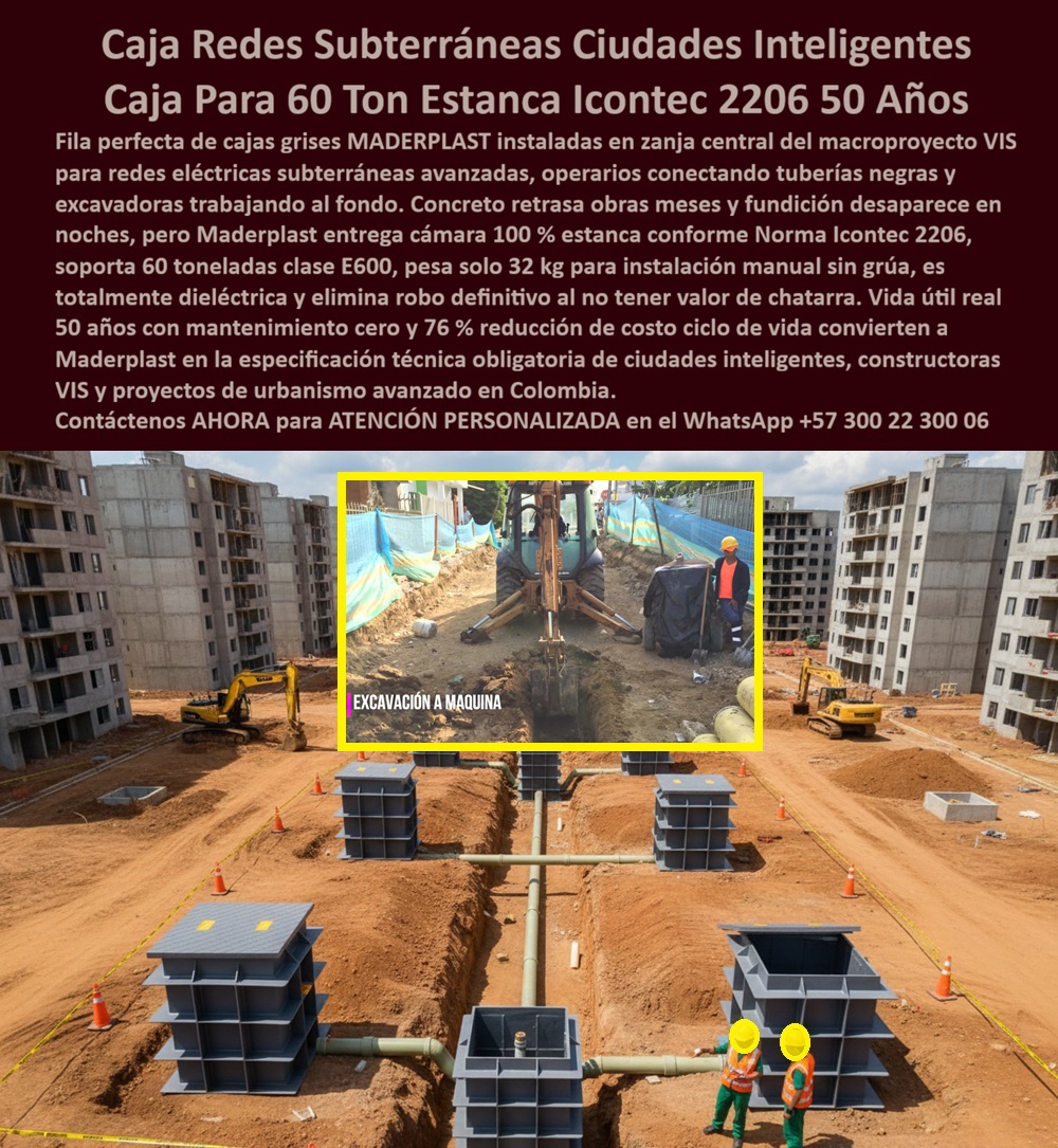 Canalizaciones Caja Tapa Marcos Urbanismo Canales Ductos Canaletas Maderplast 0 caja redes subterráneas ciudades inteligentes cámara eléctrica Icontec 2206 60 ton caja paso VIS instalación sin grúa caja registro ciudades inteligentes estanca