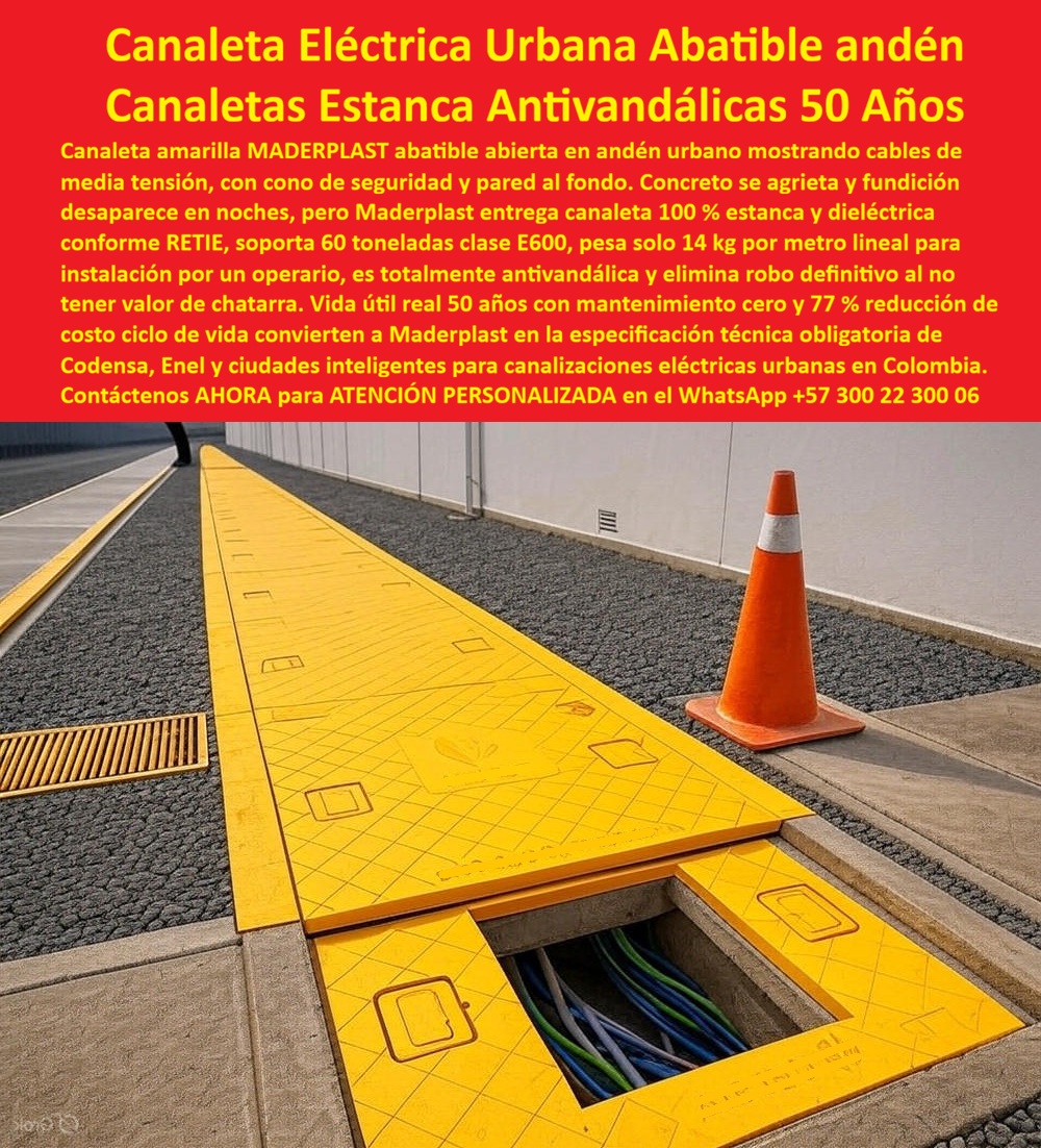 Canalización Con Tapa Marcos Canales Ductos Canaletas Cajas Maderplast 0 canaleta eléctrica urbana abatible, canaleta andén Codensa tapa amarilla, canaleta media tensión estanca antivandálica canaleta urbana 77 % ahorro ciclo vida canaleta Retie Canalización Con Tapa Marcos Canales Ductos Canaletas Cajas Maderplast 0 canaleta eléctrica urbana abatible canaleta andén Codensa tapa amarilla canaleta media tensión estanca antivandálica canaleta urbana 77 ahorro ciclo vida canaleta Retie