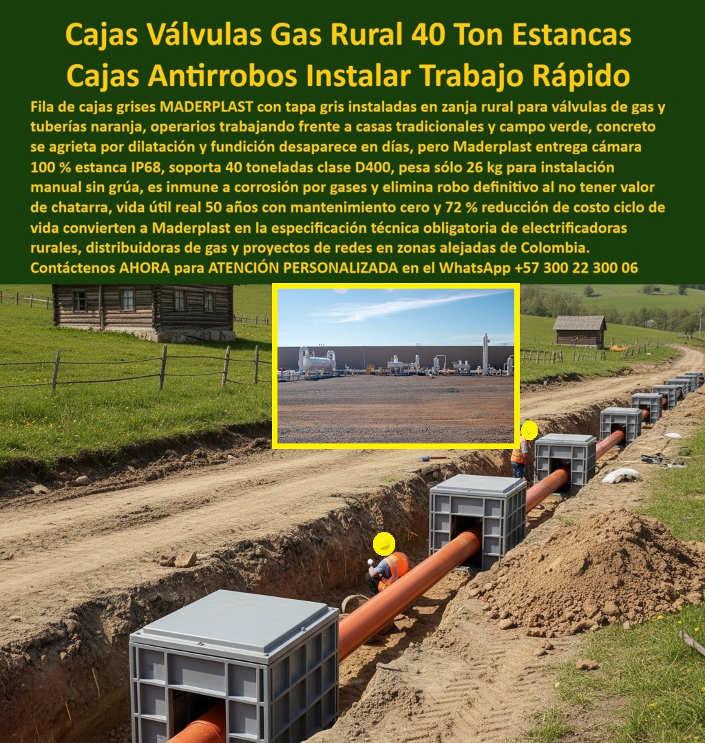 Red Subterránea Cajas Tuberías Cámara Empalme Válvula Gas Maderplast 0 cajas válvulas gas rural 40 ton, cámara gas Zona rural estanca00 Red Subterránea Cajas Tuberías Cámara Empalme Válvula Gas Maderplast 0 cajas válvulas gas rural 40 ton cámara gas Zona rural estanca00