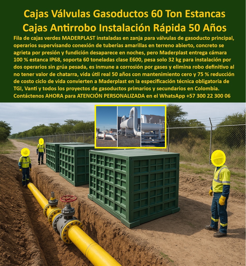 Red Subterránea Cajas Tuberías Cámara Empalme Válvula Gas Maderplast 0 cajas válvulas gasoducto 60 ton, cámara acometida gas estanca IP68, caja paso gasoducto instalación 32 kg, caja válvulas gas 75 % ahorro ciclo cámara derivación gasoducto gas Red Subterránea Cajas Tuberías Cámara Empalme Válvula Gas Maderplast 0 cajas válvulas gasoducto 60 ton cámara acometida gas estanca IP68 caja paso gasoducto instalación 32 kg caja válvulas gas 75 ahorro ciclo cámara derivación gasoducto gas