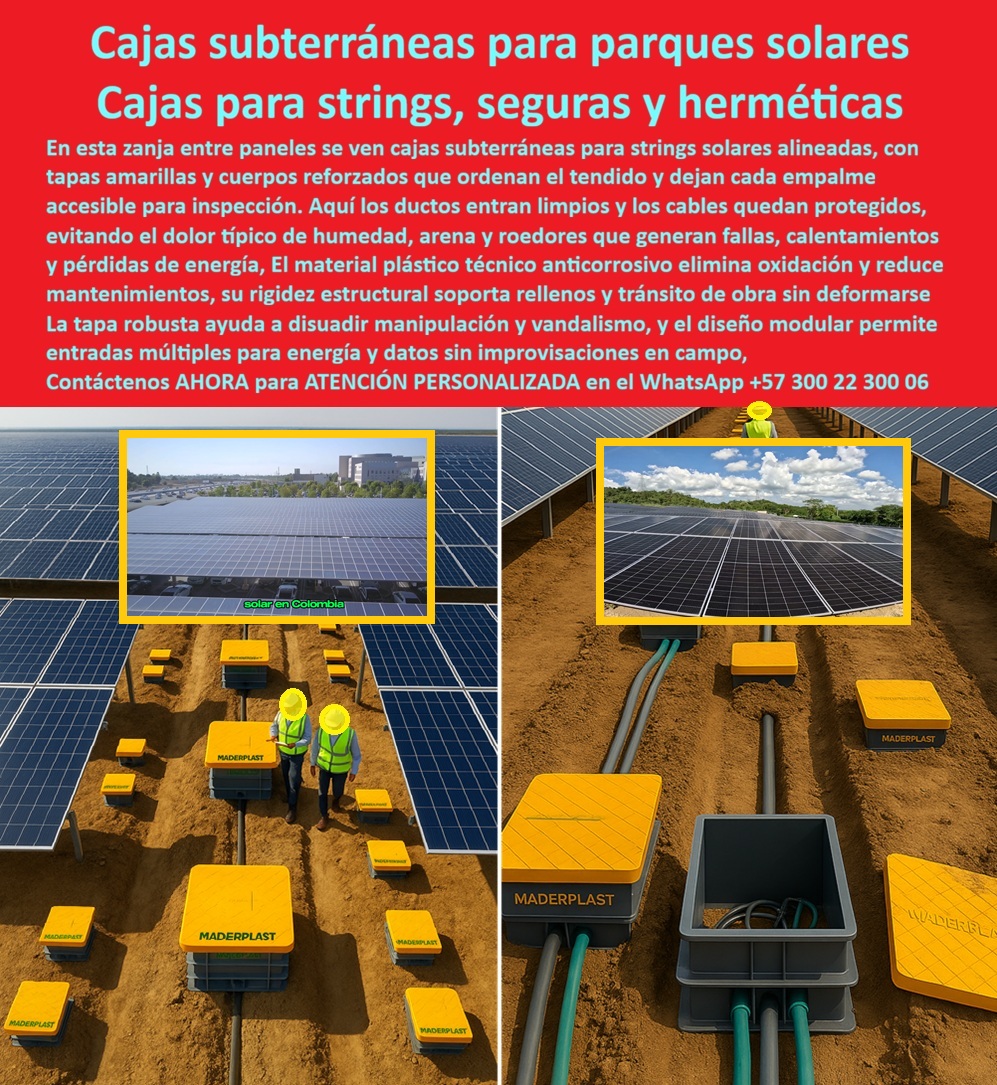Strings Pozos Parques Solares Cajas Fotovoltaicas Caja Energía Solar Maderplast 0 cajas subterráneas strings solares, caja fotovoltaica enterrada empalmes, caja plástica parque solar utility, caja solar subterránea para conexiones, caja de paso Strings Pozos Parques Solares Cajas Fotovoltaicas Caja Energía Solar Maderplast 0 cajas subterráneas strings solares caja fotovoltaica enterrada empalmes caja plástica parque solar utility caja solar subterránea para conexiones caja de paso