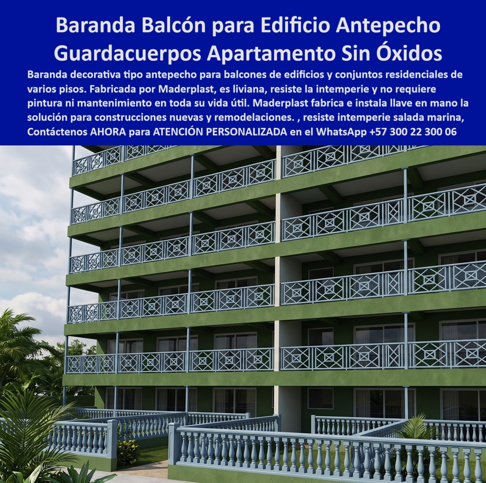 Barandas Edificios Livianas Alta Seguridad Exterior Reja Balcón Maderplast Barandales Construcción de Edificios Antepechos Plásticos Fáciles de Instalar Seguros Barandales Apartamentos Elegantes Libres De Corrosión Guardacuerpos Balco
