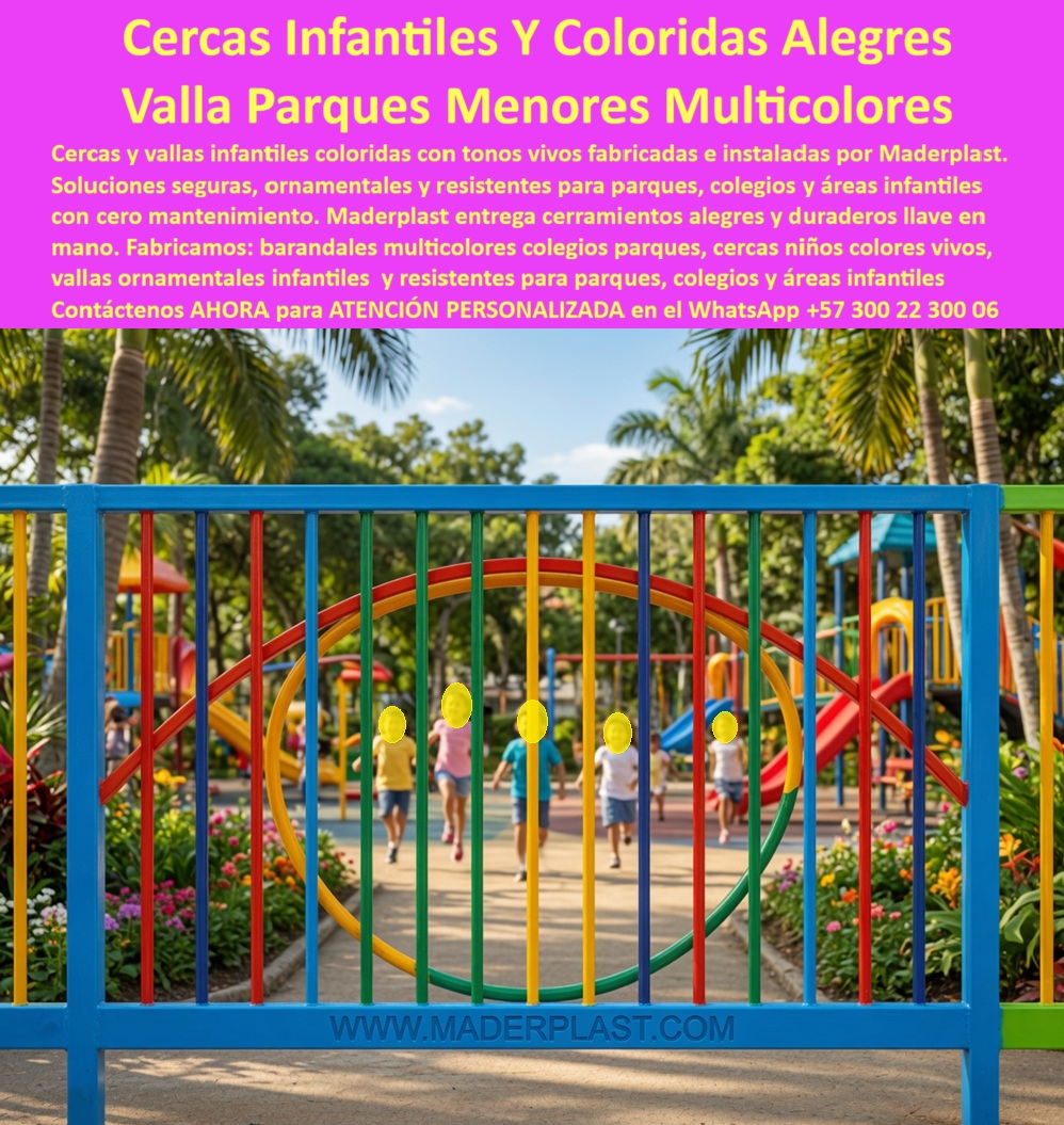 Cerca Infantil Alegre Vallas Cercas Infantiles De Colores Vivos Maderplast Cercas Infantiles Coloridas con Colores Vivos para Parques Alegres Cerramientos Ornamentales Coloridos Colegios Parques Barandales Multicolores Áreas Infantiles Cercas