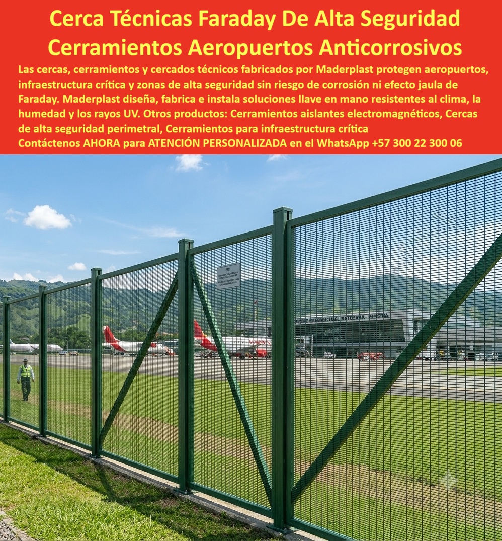 Cercas Sin Efecto Jaula Faraday Frecuencias Electromagnéticas Maderplast Cercas Técnicas Infraestructura Crítica Y Aeropuertos Cerramientos Aislantes de Frecuencias y Interferencias Sin Efecto Jaula Cercados perimetrales NO metálicos listos a