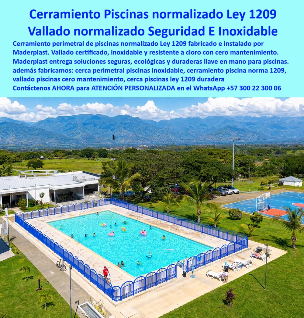 Cerramiento De Piscinas Normalizado 1209 Vallado Seguridad Maderplast Cerramiento Piscina Normalizado Ley 1209 Inoxidable Vallado Piscina Certificado Norma 1209 Libre Mantenimiento Cercados Ecológicos Con Estructuras Plásticas Duraderas Cerca