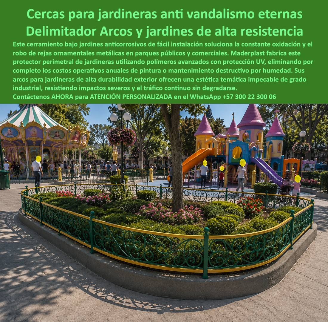 Cerramiento jardineras Cerca Decorativa Arcos Jardín Maderplast Delimitador jardines Protector perimetral jardineras Cerramiento Bajo Jardines Anticorrosivo Fácil Instalación Arcos Jardineras Antivandálicos Alta Durabilidad Exterior Cercar