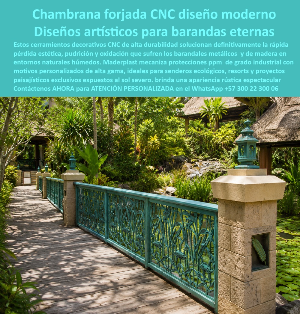 Forja Artística Plástica CNC Diseño Exclusivo Forja Plástica Maderplast Chambrana Forjada CNC Diseño Moderno Libre Mantenimiento Diseños Artísticos Para Barandas Y Cerramientos Cerramientos Decorativos CNC De Alta Durabilidad Protecciones pp