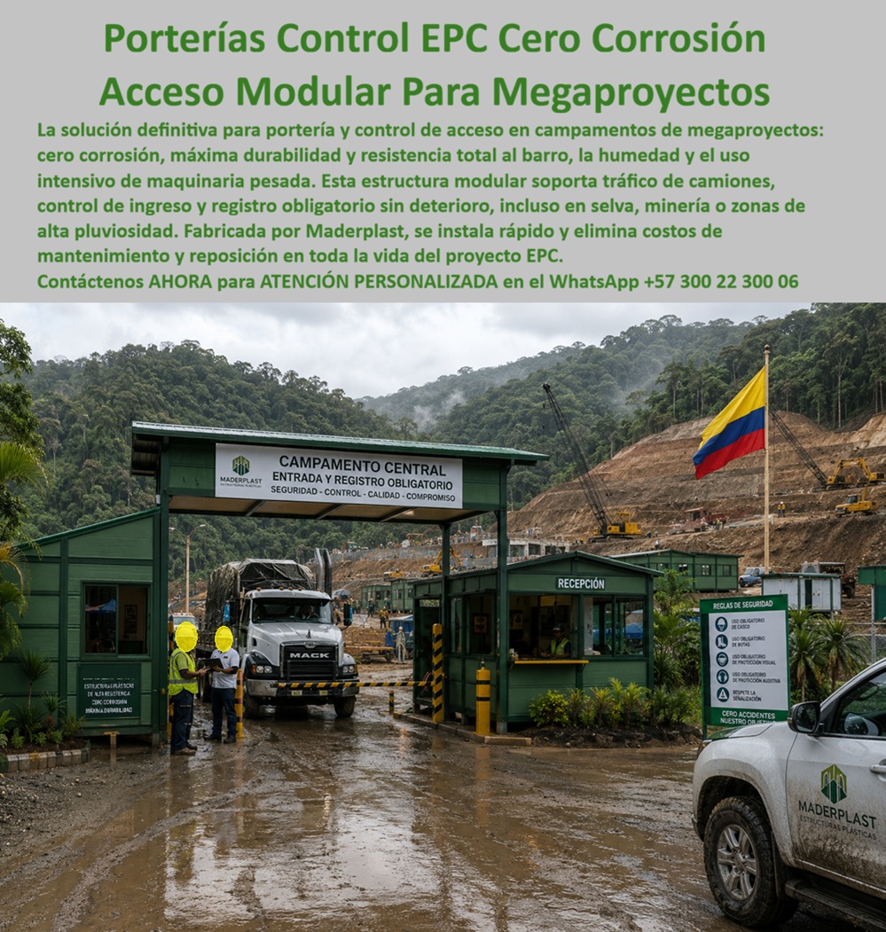 Campamento Portería Almacén Campamentos Alojamientos EPC Maderplast - Porterías de control EPC de cero corrosión con acceso modular para megaproyectos resisten el barro, la humedad y el uso intensivo de maquinaria pesada sin deteriorarse. Maderplast fabrica estas estructuras modulares de alta durabilidad que soportan tráfico de camiones, control de ingreso y registro obligatorio incluso en selva, minería o zonas de alta pluviosidad. Se instalan rápido y eliminan los costos de mantenimiento y reposición durante toda la vida del proyecto EPC. En campamentos de megaproyectos el punto de acceso es crítico: debe controlar el flujo, resistir condiciones extremas y mantenerse operativo sin fallas. Las porterías metálicas o de materiales convencionales se corroen, se deforman con el barro y exigen reparaciones constantes. Este sistema de portería y centro de control prefabricado elimina ese ciclo. No se oxida, no se corroe y mantiene su integridad estructural y su presentación a lo largo del tiempo. El módulo de recepción y el pórtico de acceso trabajan como un conjunto robusto que no genera interrupciones operativas. El resultado es una solución de ingeniería modular para infraestructura EPC que reduce el riesgo de paradas, baja el costo total de propiedad y eleva el estándar de seguridad y control. Las estructuras se fabrican con plástico técnico de alta resistencia, son ligeras de transportar y reutilizables de un proyecto a otro. El operador gana un punto de acceso confiable que no se degrada con el clima ni con el tráfico pesado. Los sistemas convencionales de portería, aunque lleguen a precio inicial bajo, terminan resultando carísimos por corrosión, deformaciones, reparaciones y pérdida de control operativo. Maderplast entrega una solución de estructuras modulares EPC que convierte la portería en un activo durable y de cero mantenimiento. Las plantas cuentan con certificación ISO 9001 en diseño y fabricación e ISO 14001 ambiental, y las piezas se validan con pruebas de laboratorio exigentes. Un jefe de logística de un megaproyecto minero comentó: “Instalamos las porterías de control Maderplast en la entrada del campamento. Resistieron el barro, el tráfico de volquetas y la humedad constante sin ningún deterioro. Eliminamos las reparaciones frecuentes. Cualquier estructura convencional, aunque nos la regalaran, salía más cara por el mantenimiento y las interrupciones”. La evidencia que elimina la duda técnica al firmar la orden de compra está en las pruebas extremas. El video en el que una retroexcavadora, un mazo de construcción y un rotomartillo impactan directamente los materiales Maderplast demuestra una resistencia que cambia la percepción de cualquier ingeniero o administrador de proyectos. Este registro, junto con el canal completo de validaciones, constituye el respaldo que un profesional necesita para especificar con tranquilidad. Para solicitar configuraciones de portería, planos, manuales de instalación o cotización de producción en serie, contacte directamente al Departamento de Ingeniería. Ing. Soporte Técnico: (+57) 300 22 300 06 | ingenieria@maderplast.co. Estructuras Modulares EPC Campamentos, Porterías y centros de control prefabricados EPC, centro logístico modular EPC megaproyecto de infraestructura, Campamento Modular Campamento Portería Almacén Campamentos Alojamientos EPC Maderplast Estructuras Modulares EPC Campamentos Porterías y centros de control prefabricados EPC centro logístico modular EPC megaproyecto de infraestructura Campamento Modular Porterías de control EPC de cero corrosión con acceso modular para megaproyectos resisten el barro, la humedad y el uso intensivo de maquinaria pesada sin deteriorarse. Maderplast fabrica estas estructuras modulares de alta durabilidad que soportan tráfico de camiones, control de ingreso y registro obligatorio incluso en selva, minería o zonas de alta pluviosidad. Se instalan rápido y eliminan los costos de mantenimiento y reposición durante toda la vida del proyecto EPC. En campamentos de megaproyectos el punto de acceso es crítico: debe controlar el flujo, resistir condiciones extremas y mantenerse operativo sin fallas. Las porterías metálicas o de materiales convencionales se corroen, se deforman con el barro y exigen reparaciones constantes. Este sistema de portería y centro de control prefabricado elimina ese ciclo. No se oxida, no se corroe y mantiene su integridad estructural y su presentación a lo largo del tiempo. El módulo de recepción y el pórtico de acceso trabajan como un conjunto robusto que no genera interrupciones operativas. El resultado es una solución de ingeniería modular para infraestructura EPC que reduce el riesgo de paradas, baja el costo total de propiedad y eleva el estándar de seguridad y control. Las estructuras se fabrican con plástico técnico de alta resistencia, son ligeras de transportar y reutilizables de un proyecto a otro. El operador gana un punto de acceso confiable que no se degrada con el clima ni con el tráfico pesado. Los sistemas convencionales de portería, aunque lleguen a precio inicial bajo, terminan resultando carísimos por corrosión, deformaciones, reparaciones y pérdida de control operativo. Maderplast entrega una solución de estructuras modulares EPC que convierte la portería en un activo durable y de cero mantenimiento. Las plantas cuentan con certificación ISO 9001 en diseño y fabricación e ISO 14001 ambiental, y las piezas se validan con pruebas de laboratorio exigentes. Un jefe de logística de un megaproyecto minero comentó: “Instalamos las porterías de control Maderplast en la entrada del campamento. Resistieron el barro, el tráfico de volquetas y la humedad constante sin ningún deterioro. Eliminamos las reparaciones frecuentes. Cualquier estructura convencional, aunque nos la regalaran, salía más cara por el mantenimiento y las interrupciones”. La evidencia que elimina la duda técnica al firmar la orden de compra está en las pruebas extremas. El video en el que una retroexcavadora, un mazo de construcción y un rotomartillo impactan directamente los materiales Maderplast demuestra una resistencia que cambia la percepción de cualquier ingeniero o administrador de proyectos. Este registro, junto con el canal completo de validaciones, constituye el respaldo que un profesional necesita para especificar con tranquilidad. Para solicitar configuraciones de portería, planos, manuales de instalación o cotización de producción en serie, contacte directamente al Departamento de Ingeniería. Ing. Soporte Técnico: (+57) 300 22 300 06 | ingenieria@maderplast.co.