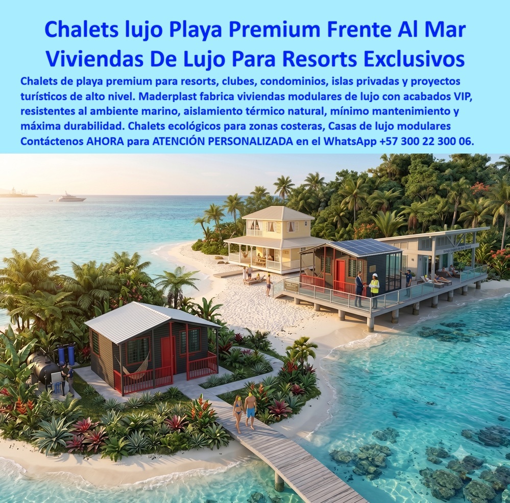 Chalets De Lujo Modernos Casas Exclusivas Clubs Y Resorts Maderplast - Chalets de lujo frente al mar representan la aplicación más exigente estéticamente de la ingeniería en plástico técnico que ya conoce el sector industrial y constructivo: llevar la misma resistencia a salinidad, humedad y condiciones marinas extremas que protege un muelle o una estructura portuaria, hasta el estándar de acabado que exige un resort, un club privado o una isla de proyecto turístico exclusivo. Aquí la exigencia no es solo estructural, es doble: el material debe sobrevivir décadas de exposición directa al ambiente marino sin deteriorarse, y al mismo tiempo debe verse impecable desde el primer día hasta el último, porque en un proyecto de lujo el desgaste visible no es aceptable bajo ningún concepto. El problema que enfrenta cualquier desarrollador de proyectos turísticos costeros con materiales tradicionales es conocido: la madera se pudre y requiere tratamiento constante contra humedad y plagas, el metal se oxida en presencia de brisa salina sin importar cuántas capas de pintura anticorrosiva se apliquen, y ambos exigen un ciclo de mantenimiento recurrente que en una isla privada o un resort remoto significa además el costo logístico de movilizar cuadrillas y materiales a sitios de difícil acceso. Las viviendas modulares de lujo Maderplast eliminan esa cadena de mantenimiento desde el diseño: paneles que no absorben humedad, no se oxidan ni se degradan por radiación UV constante, manteniendo su acabado VIP sin el deterioro progresivo que exhiben los chalets construidos en materiales convencionales tras pocos años de exposición marina directa. La construcción modular ofrece además una ventaja operativa decisiva para proyectos en zonas de difícil acceso como islas privadas o zonas costeras remotas: al fabricarse por módulos y ensamblarse en sitio, se reduce drásticamente el tiempo de obra y la necesidad de transportar grandes volúmenes de material de construcción tradicional hasta ubicaciones donde cada viaje logístico representa un costo significativo. Esto permite desarrollar proyectos turísticos de alto nivel con cronogramas de despliegue que la construcción convencional en concreto o mampostería simplemente no puede igualar en ubicaciones remotas. Para el desarrollador o el operador de un resort, club o condominio frente al mar, la decisión de material no es solo estética no solo estructural: es una decisión de rentabilidad a largo plazo. Un chalet que no exige repintado anual, no sufre pudrición ni oxidación, y mantiene su apariencia premium con mínimo mantenimiento, protege directamente el margen operativo del proyecto durante toda su vida útil, en lugar de convertirse en un gasto recurrente de mantenimiento estético que erosiona la rentabilidad año tras año. Cuando su proyecto turístico o residencial de alto nivel requiere diseño y fabricación de viviendas de lujo modulares para ambiente costero, nuestro equipo de ingeniería y diseño puede desarrollar la propuesta arquitectónica y estructural específica para su ubicación. Escríbenos: (+57) 300 22 300 06 — ingenieria@maderplast.co. Maderplast: donde el lujo frente al mar se construye para no deteriorarse frente al mar. Imagen de referencia: render conceptual ilustrativo de posible aplicación arquitectónica. Video sugerido para este bloque: Casa plástica Maderplast — https://www.youtube.com/watch?v=TbUhZ6y9vrM Vivienda de lujo modular para finca, Chalets de Playa Premium, Casa VIP para proyecto recreacional, Casas Recreativas con Acabado VIP, Viviendas de Lujo para Descanso, Chalets De Lujo Modernos Casas Exclusivas Clubs Y Resorts Maderplast Vivienda de lujo modular para finca Chalets de Playa Premium Casa VIP para proyecto recreacional Casas Recreativas con Acabado VIP Viviendas de Lujo para Descanso Chalets de lujo frente al mar representan la aplicación más exigente estéticamente de la ingeniería en plástico técnico que ya conoce el sector industrial y constructivo: llevar la misma resistencia a salinidad, humedad y condiciones marinas extremas que protege un muelle o una estructura portuaria, hasta el estándar de acabado que exige un resort, un club privado o una isla de proyecto turístico exclusivo. Aquí la exigencia no es solo estructural, es doble: el material debe sobrevivir décadas de exposición directa al ambiente marino sin deteriorarse, y al mismo tiempo debe verse impecable desde el primer día hasta el último, porque en un proyecto de lujo el desgaste visible no es aceptable bajo ningún concepto. El problema que enfrenta cualquier desarrollador de proyectos turísticos costeros con materiales tradicionales es conocido: la madera se pudre y requiere tratamiento constante contra humedad y plagas, el metal se oxida en presencia de brisa salina sin importar cuántas capas de pintura anticorrosiva se apliquen, y ambos exigen un ciclo de mantenimiento recurrente que en una isla privada o un resort remoto significa además el costo logístico de movilizar cuadrillas y materiales a sitios de difícil acceso. Las viviendas modulares de lujo Maderplast eliminan esa cadena de mantenimiento desde el diseño: paneles que no absorben humedad, no se oxidan ni se degradan por radiación UV constante, manteniendo su acabado VIP sin el deterioro progresivo que exhiben los chalets construidos en materiales convencionales tras pocos años de exposición marina directa. La construcción modular ofrece además una ventaja operativa decisiva para proyectos en zonas de difícil acceso como islas privadas o zonas costeras remotas: al fabricarse por módulos y ensamblarse en sitio, se reduce drásticamente el tiempo de obra y la necesidad de transportar grandes volúmenes de material de construcción tradicional hasta ubicaciones donde cada viaje logístico representa un costo significativo. Esto permite desarrollar proyectos turísticos de alto nivel con cronogramas de despliegue que la construcción convencional en concreto o mampostería simplemente no puede igualar en ubicaciones remotas. Para el desarrollador o el operador de un resort, club o condominio frente al mar, la decisión de material no es solo estética no solo estructural: es una decisión de rentabilidad a largo plazo. Un chalet que no exige repintado anual, no sufre pudrición ni oxidación, y mantiene su apariencia premium con mínimo mantenimiento, protege directamente el margen operativo del proyecto durante toda su vida útil, en lugar de convertirse en un gasto recurrente de mantenimiento estético que erosiona la rentabilidad año tras año. Cuando su proyecto turístico o residencial de alto nivel requiere diseño y fabricación de viviendas de lujo modulares para ambiente costero, nuestro equipo de ingeniería y diseño puede desarrollar la propuesta arquitectónica y estructural específica para su ubicación. Escríbenos: (+57) 300 22 300 06 — ingenieria@maderplast.co. Maderplast: donde el lujo frente al mar se construye para no deteriorarse frente al mar. Imagen de referencia: render conceptual ilustrativo de posible aplicación arquitectónica. Video sugerido para este bloque: Casa plástica Maderplast — https://www.youtube.com/watch?v=TbUhZ6y9vrM